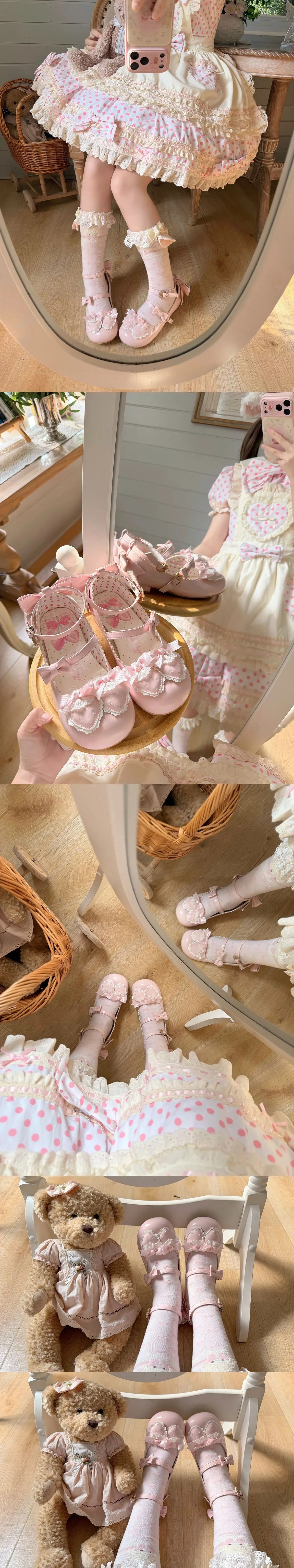 【受注予約~10/1】Twin Strawberry ストラップパンプス【Sheep Puff】