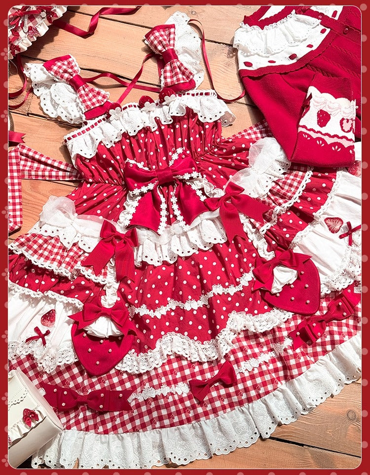 【受注予約~11/18】Strawberry Cake Illustration ジャンパースカート(タイプ1)【花与珍珠匣】