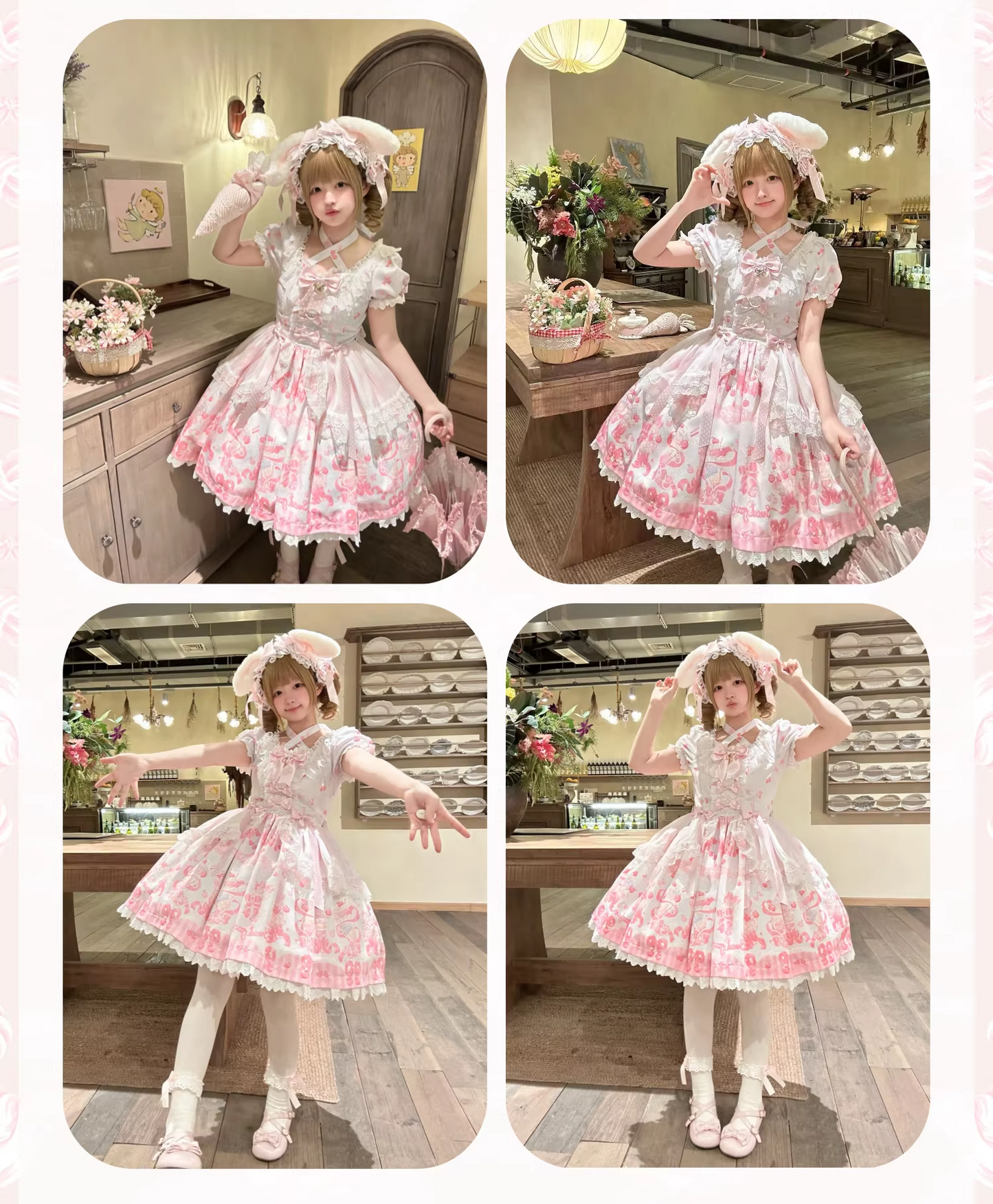 【受注予約~3/25】Cherry Parfait ワンピース・ジャンパースカート【芝士咩咩】