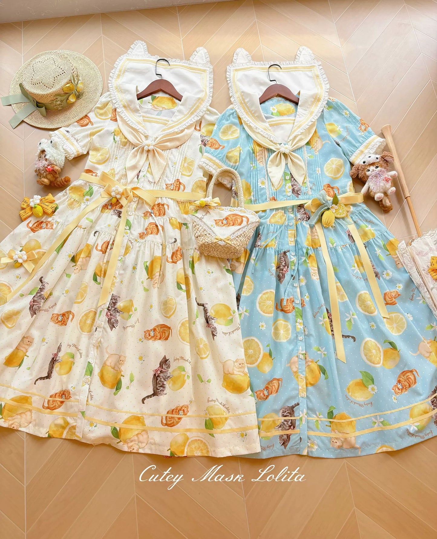 【受注予約~9/10】Lemon Kitty Dream ワンピース・ジャンパースカート【Cutey Mask】