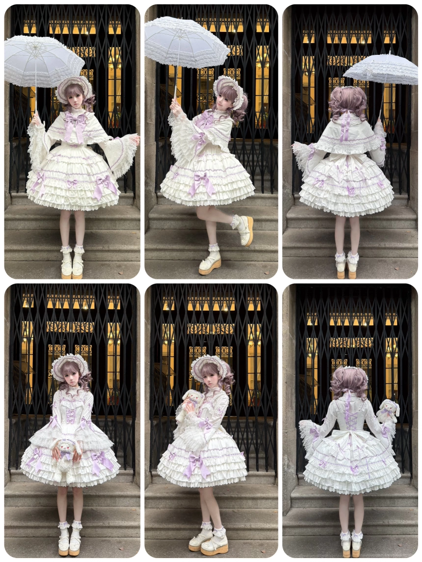 Labirinthe Doll 2.0 ジャンパースカート・ブラウス・ケープ・2点セット(ホワイト×ピンク、ホワイト×サックス)【MQ】
