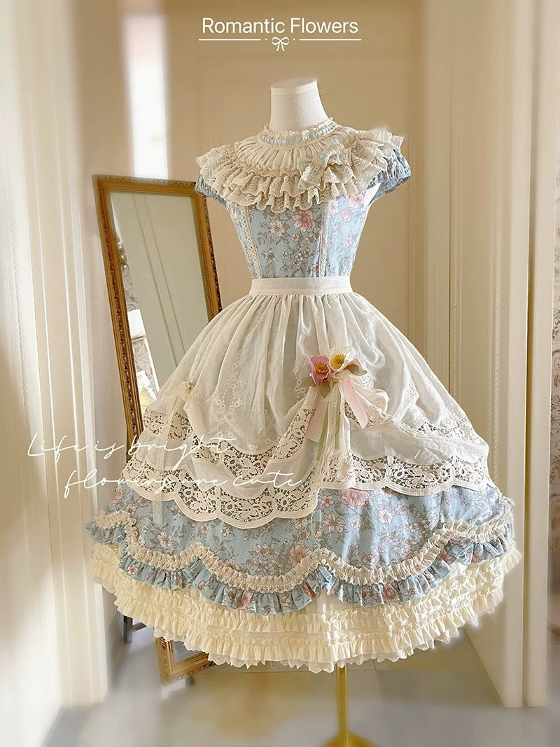【受注予約~7/20】Romantic Flowers ワンピース(タイプ1)　【白月】