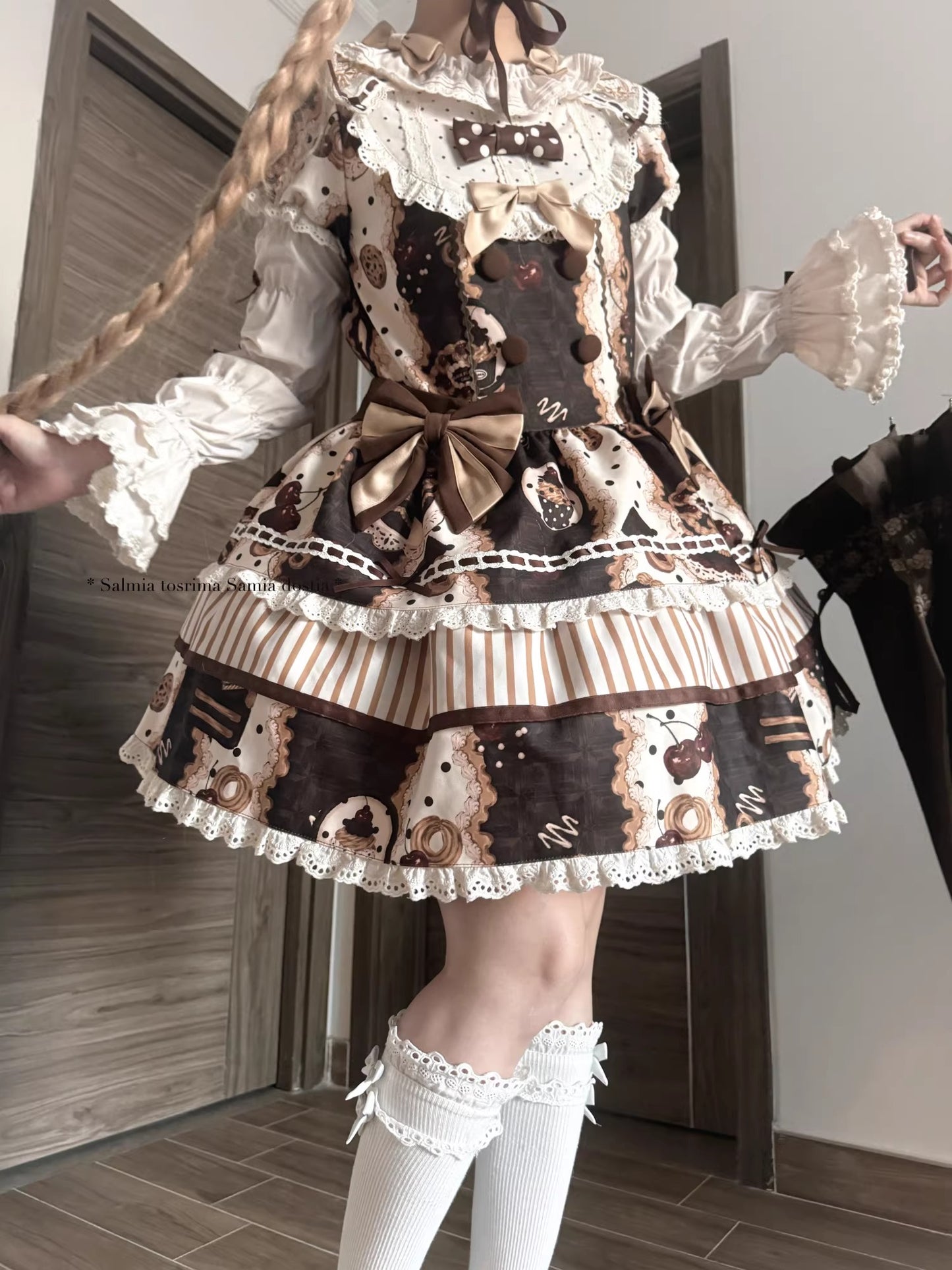 【受注予約~4/8】Cherry Doll ワンピース【babyblue】