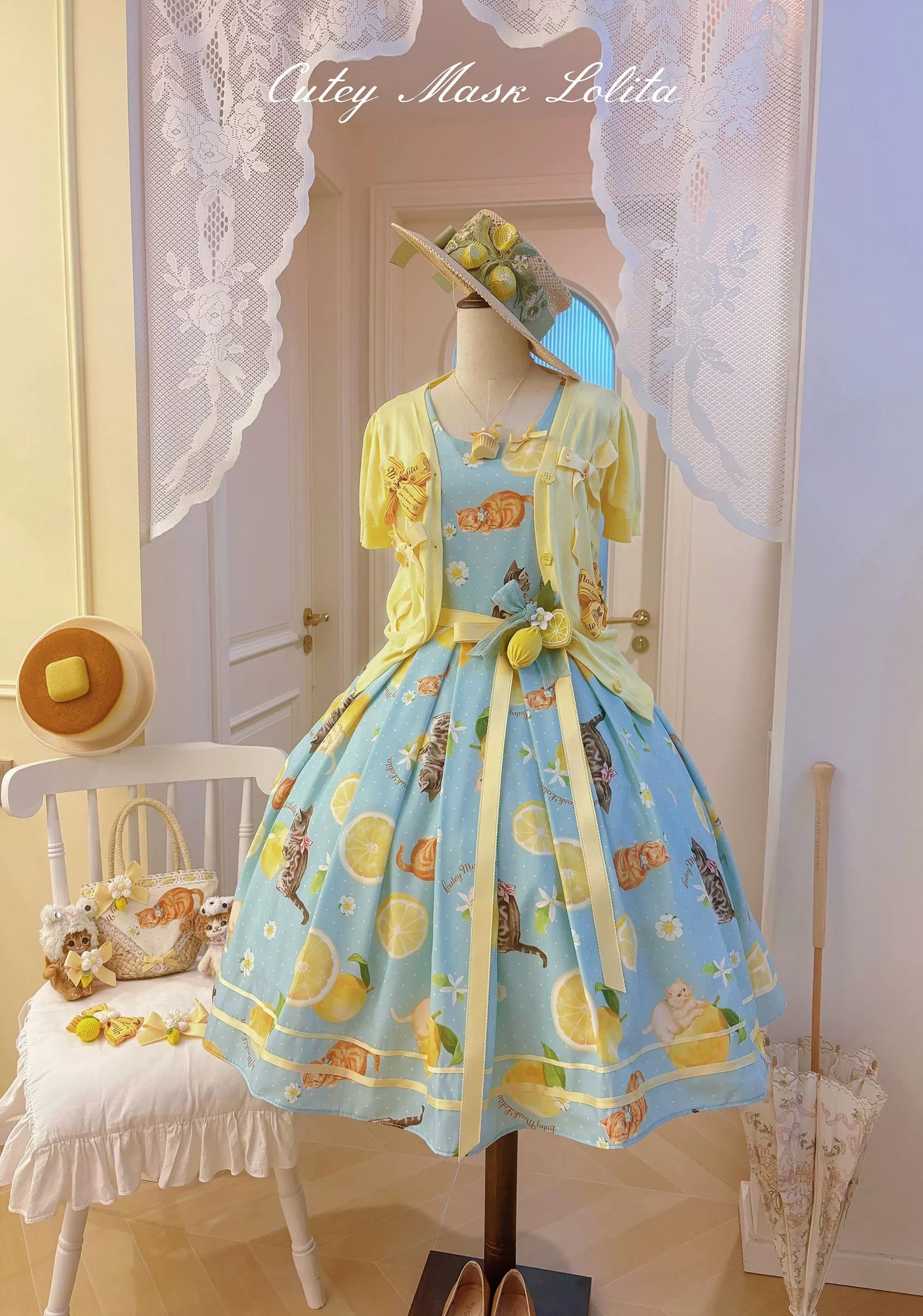 【受注予約~9/10】Lemon Kitty Dream カーディガン・アクセサリー【Cutey Mask】