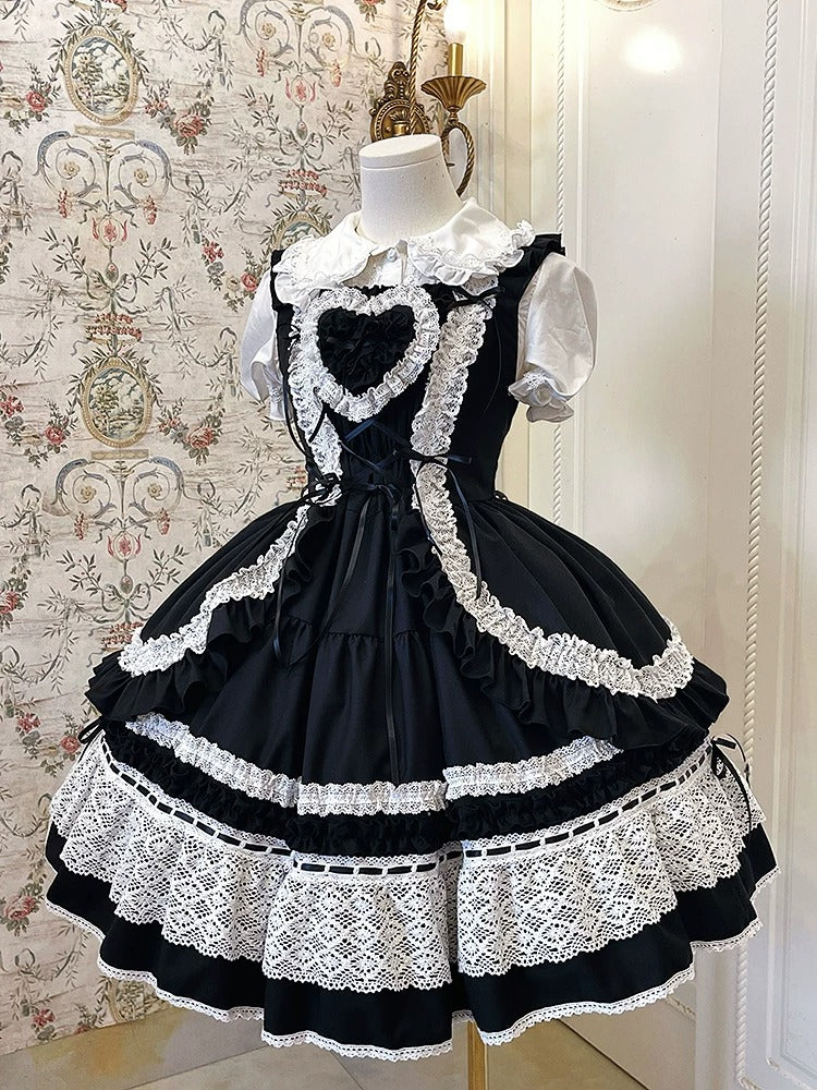 Little dot heartジャンパースカートMサイズ The Lost Heartbeat ジャンパースカート【白月】 – Epetice