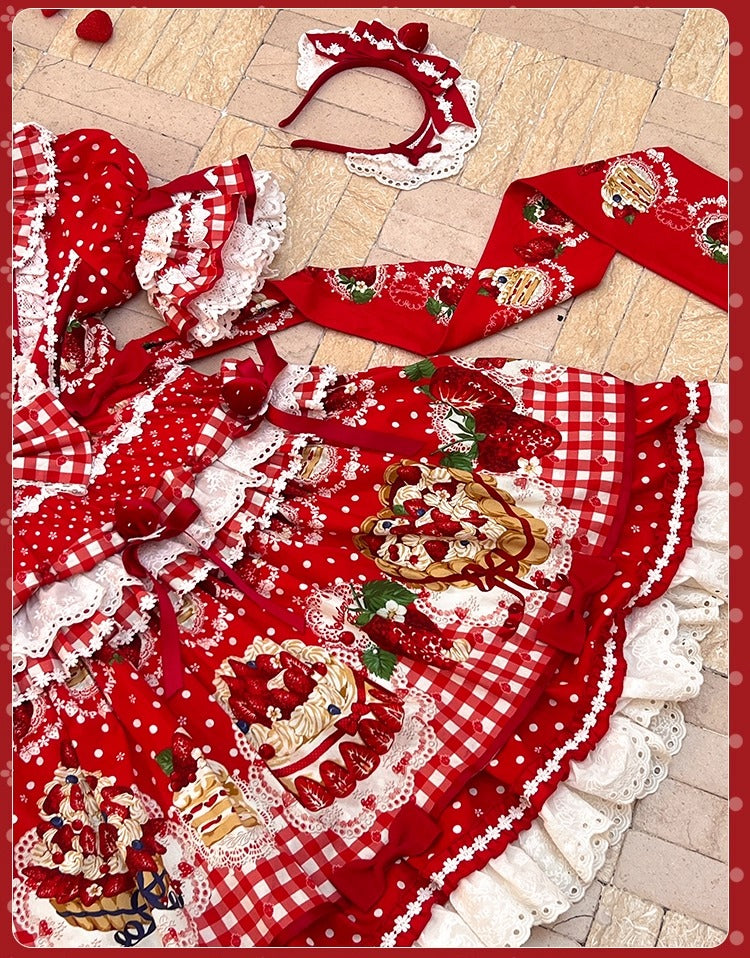 【受注予約~11/18】Strawberry Cake Illustration ワンピース(タイプ3)【花与珍珠匣】