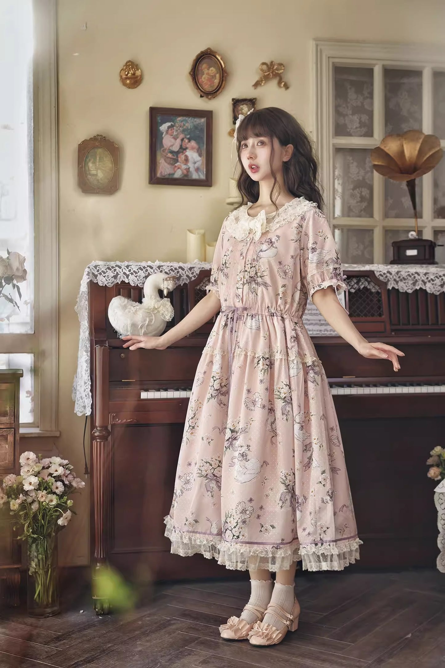 【受注予約~4/27】Camellia Swan ワンピース【Maple Sugar】