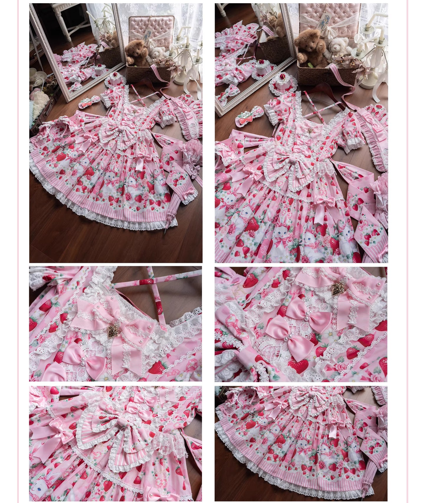 【受注予約~4/29】Strawberry Rabbit ワンピース・ジャンパースカート・トップス【Antique Doll】