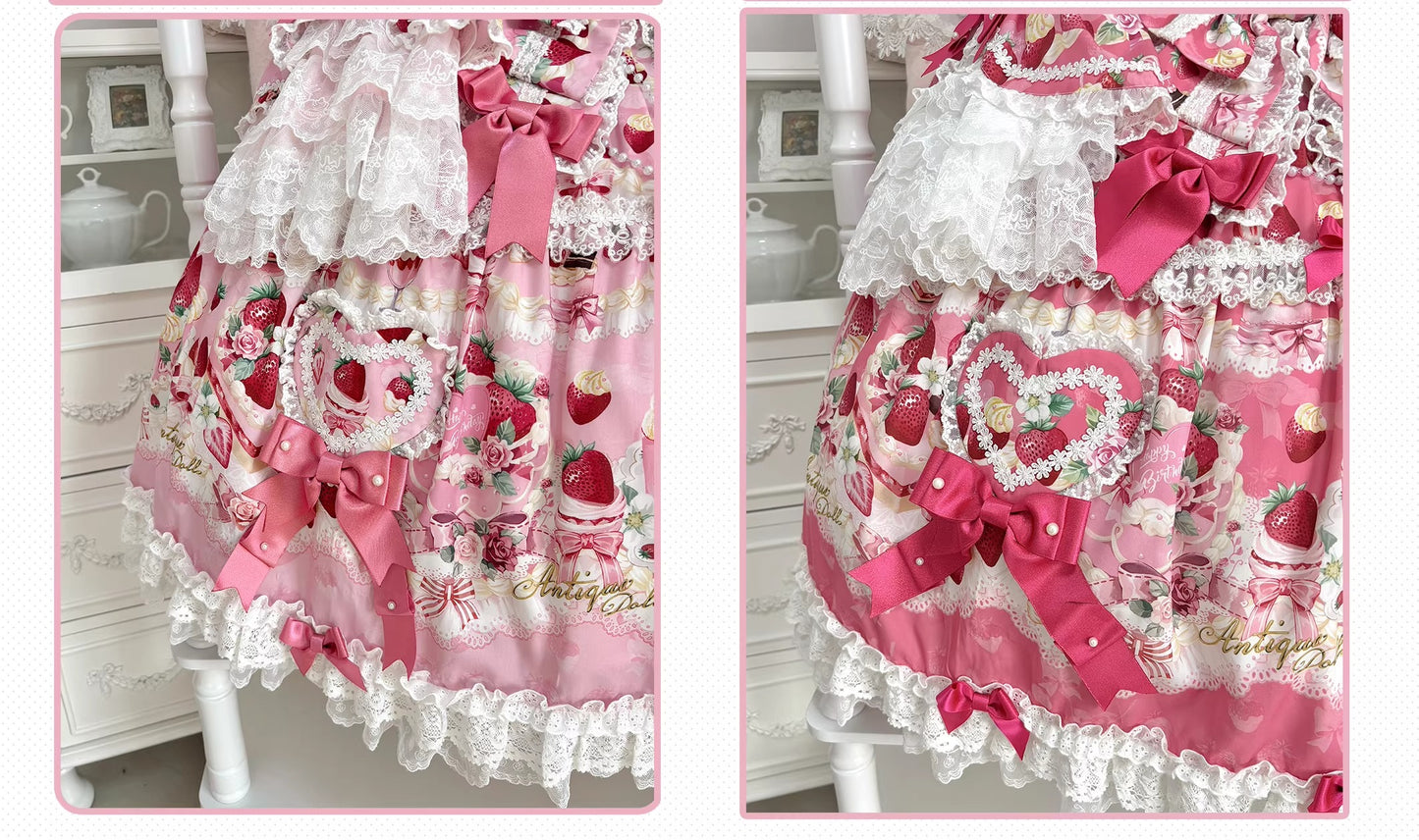 【受注予約~2/26】Strawberry Birthday Cake ワンピース・フルセット【Antique Doll】