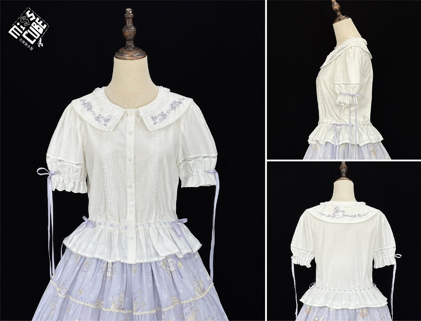 【受注予約~7/23】Little White Goose with Flowers ブラウス・スカート【Miss Cube】