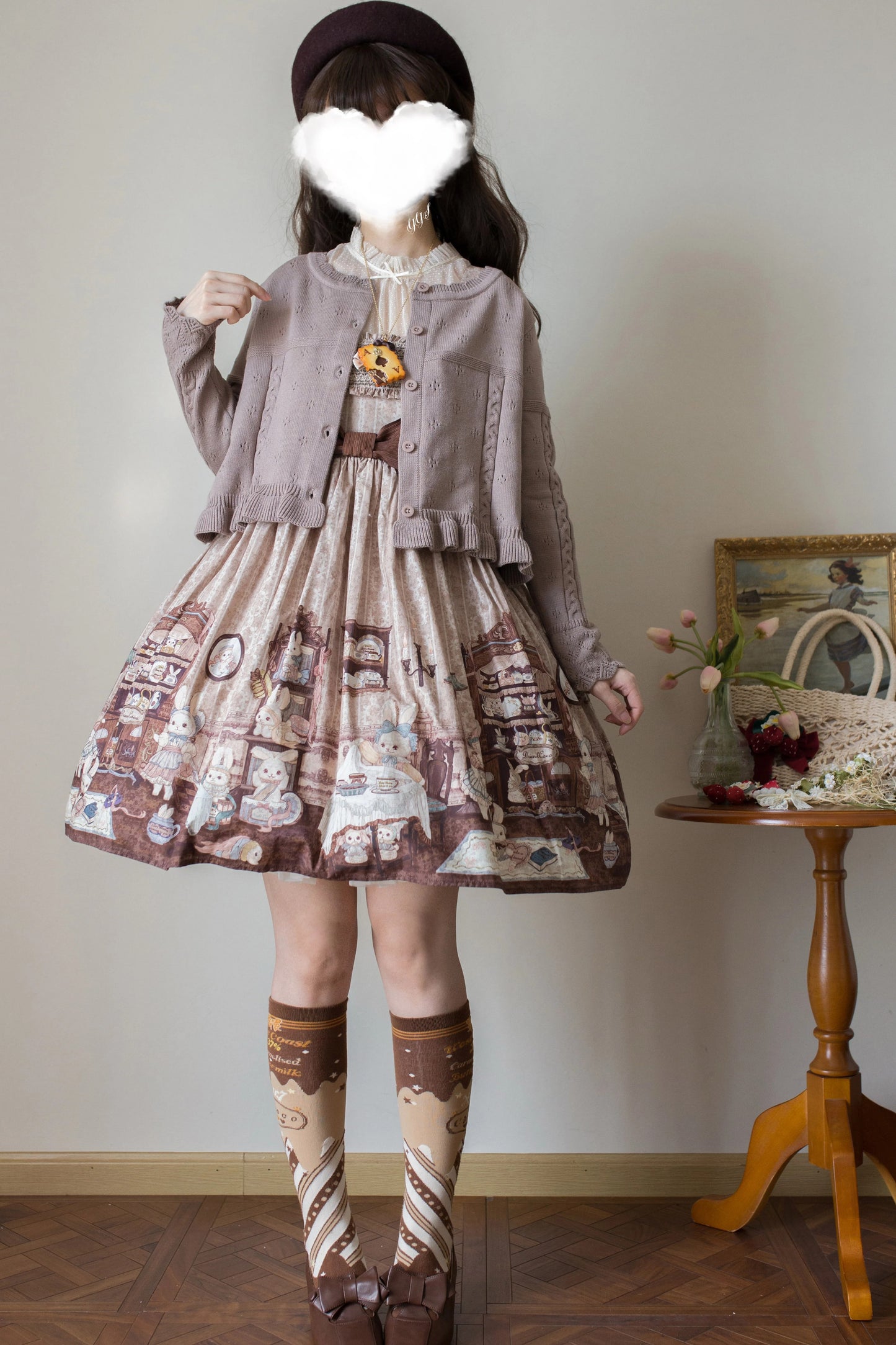 ラウンドネックニットトップス【MIST】