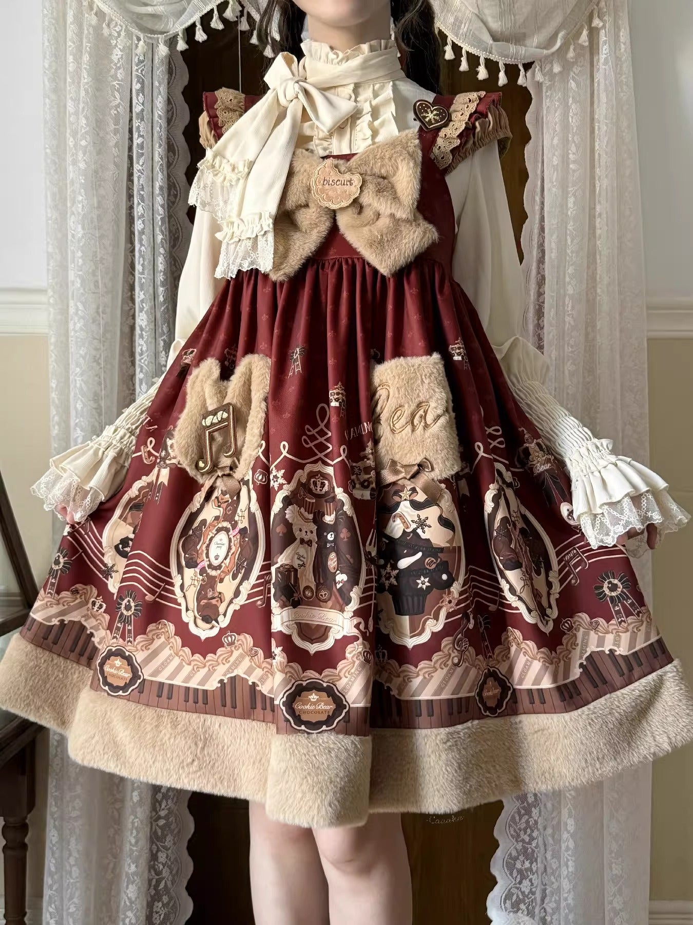 【受注予約~1/5】Cream Bear ジャンパースカート【Gloaming】