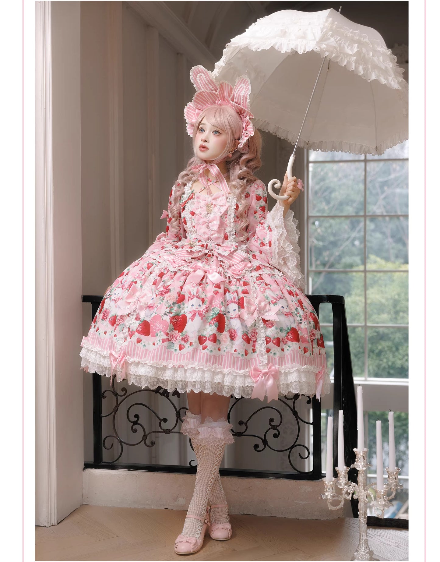 【受注予約~4/29】Strawberry Rabbit 姫袖ワンピース・フルセット【Antique Doll】