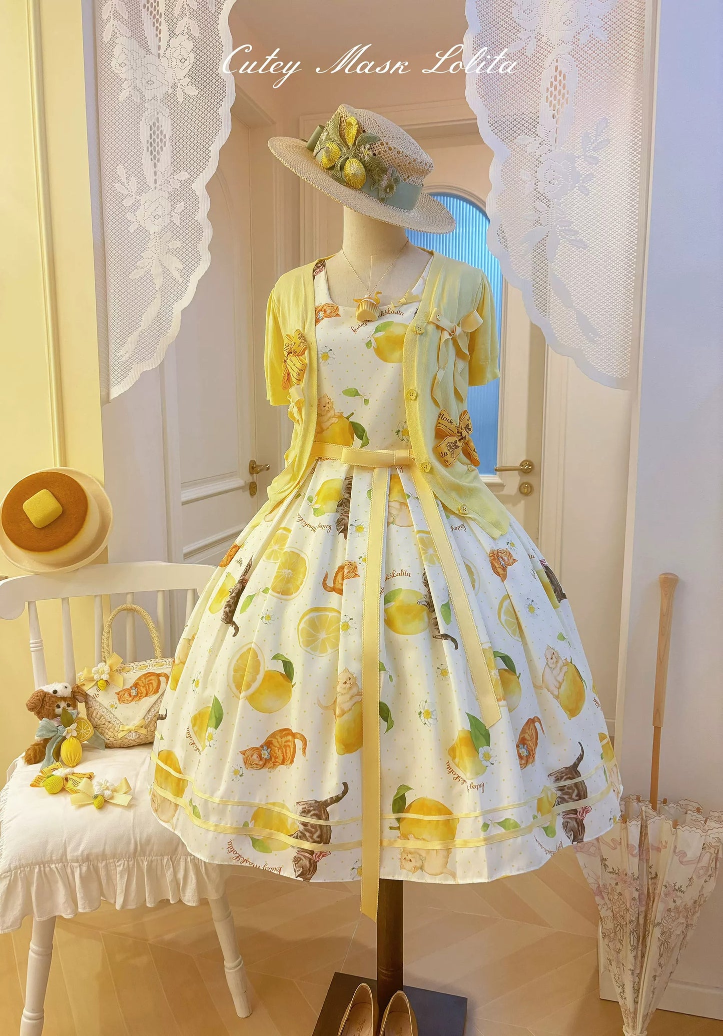 【受注予約~9/10】Lemon Kitty Dream ワンピース・ジャンパースカート【Cutey Mask】