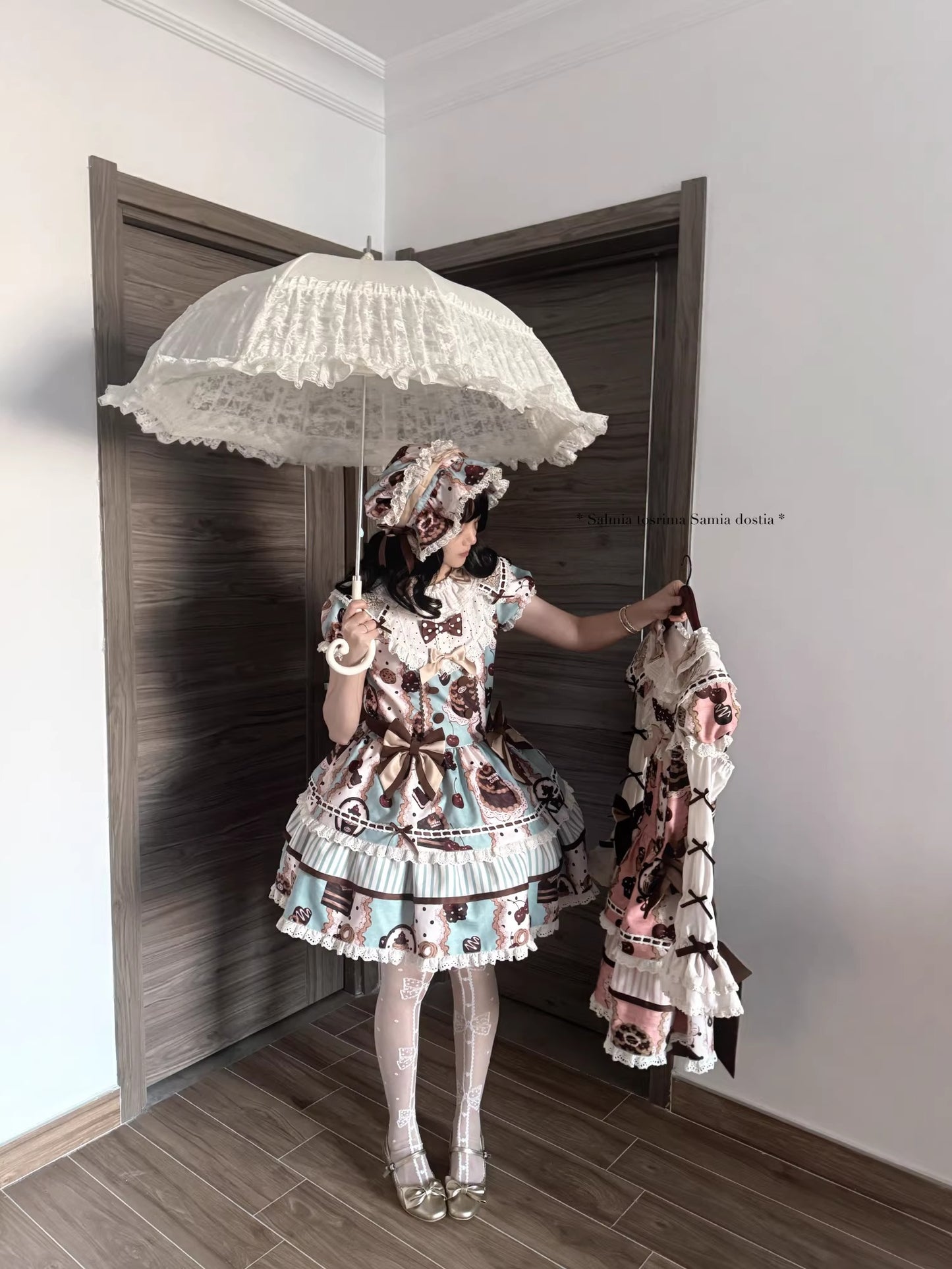 【受注予約~4/8】Cherry Doll ワンピース【babyblue】
