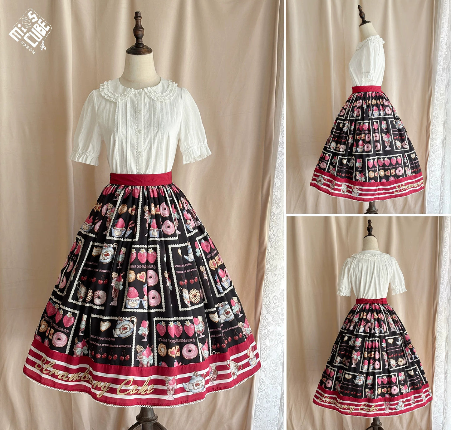 【受注予約~6/24】Strawberry Parfait Tea スカート【Miss Cube】