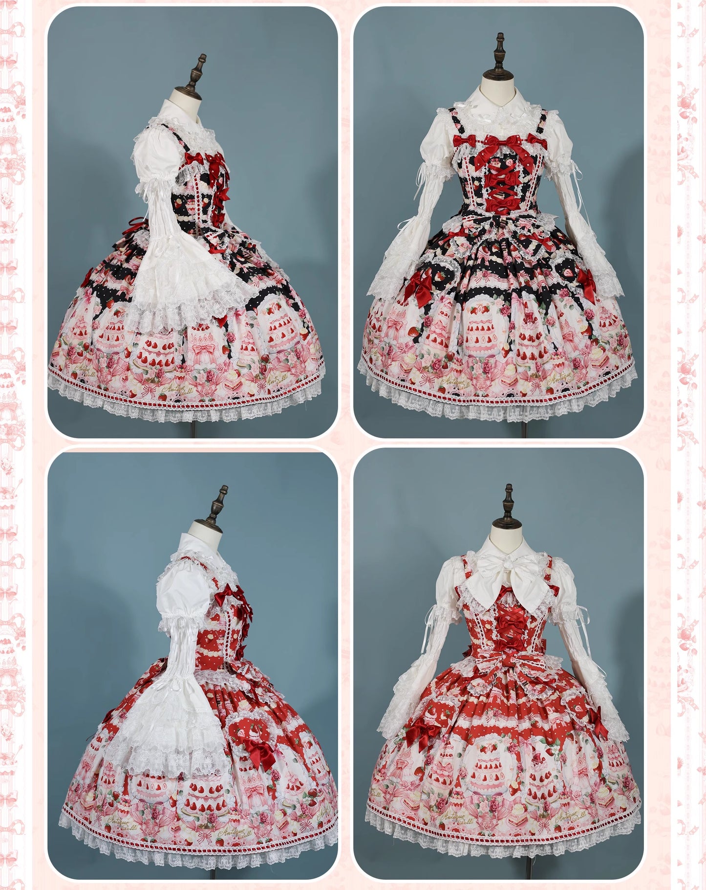 【受注予約~10/15】Strawberry Cake Bouquet 2.0 ジャンパースカート【AntiqueDoll】