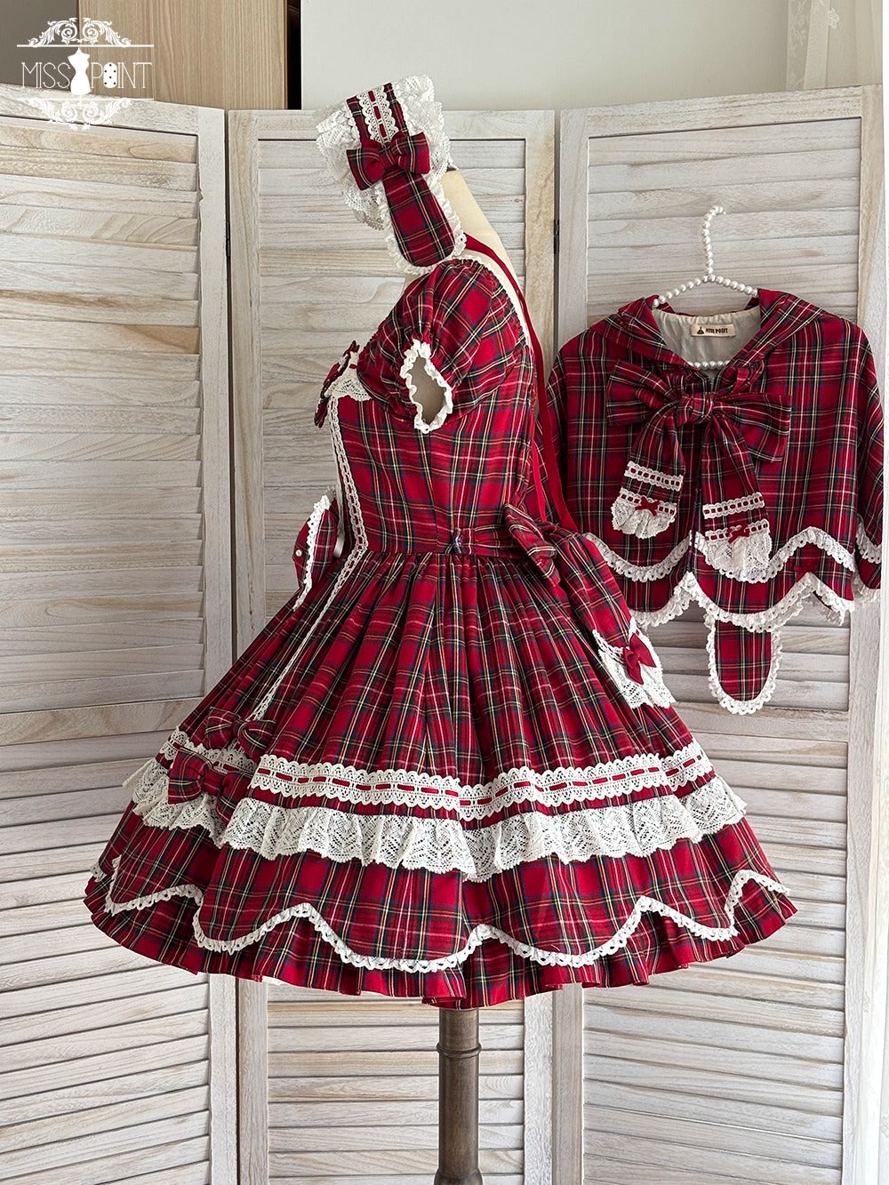 【受注予約~10/16】Ancient Petal Cake ワンピース・ジャンパースカート(チェックver.）【Miss Point】