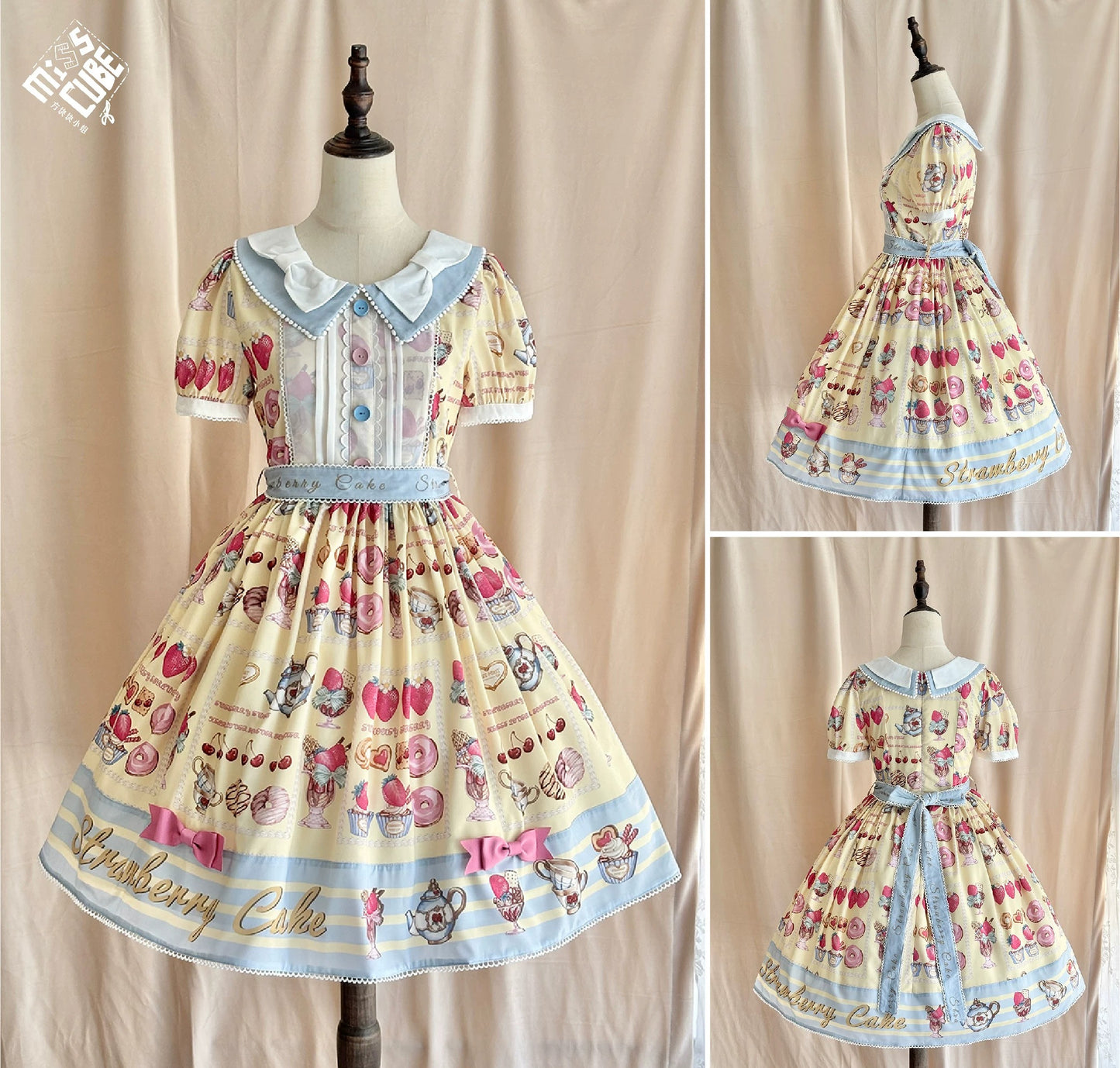 【受注予約~6/24】Strawberry Parfait Tea ワンピース【Miss Cube】