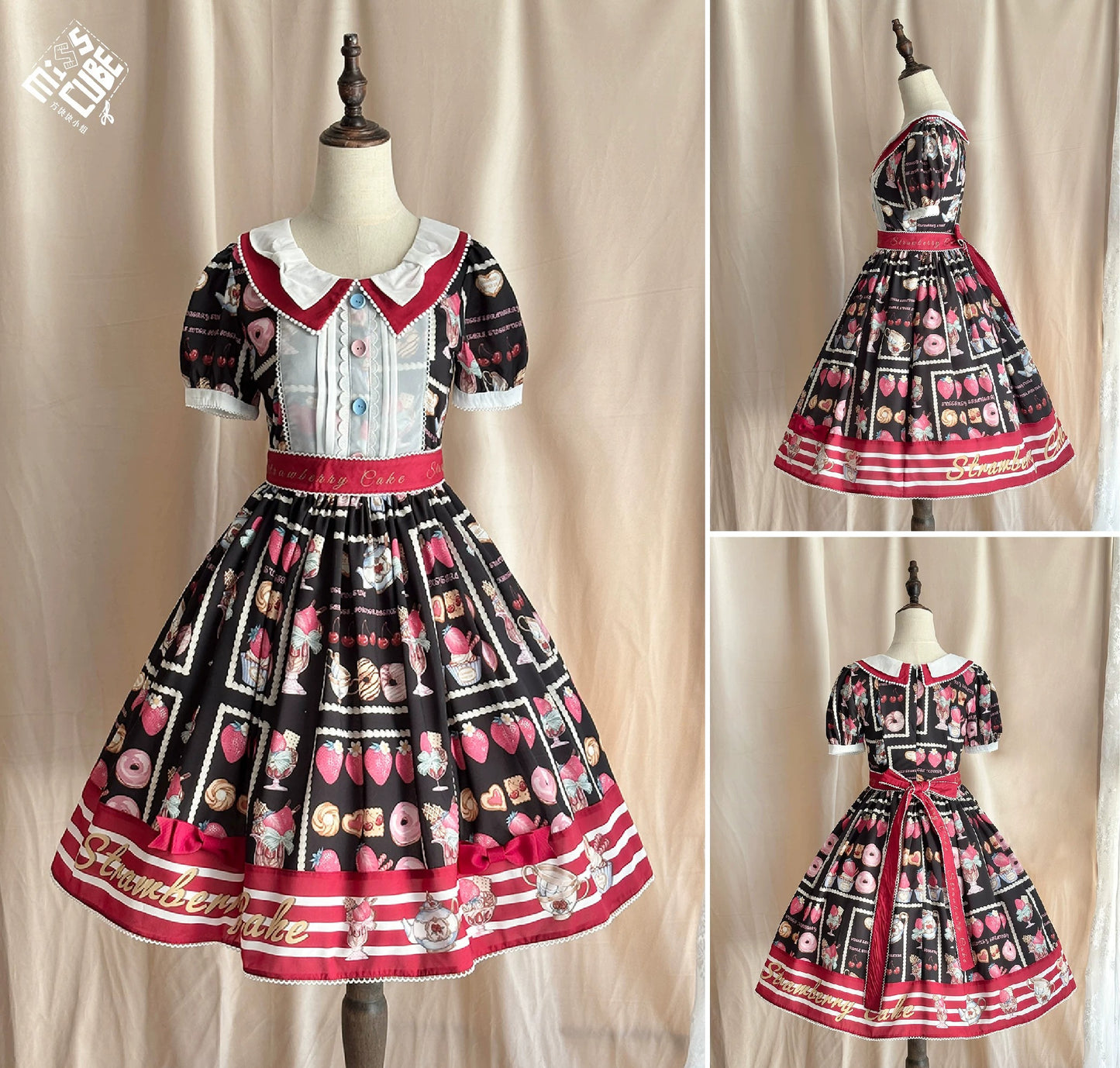 【受注予約~6/24】Strawberry Parfait Tea ワンピース【Miss Cube】