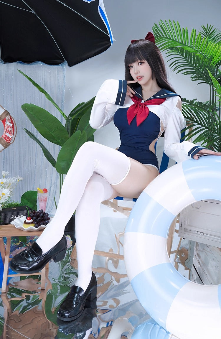 Long-sleeved sailor swimsuit set [Tokutaisha]
