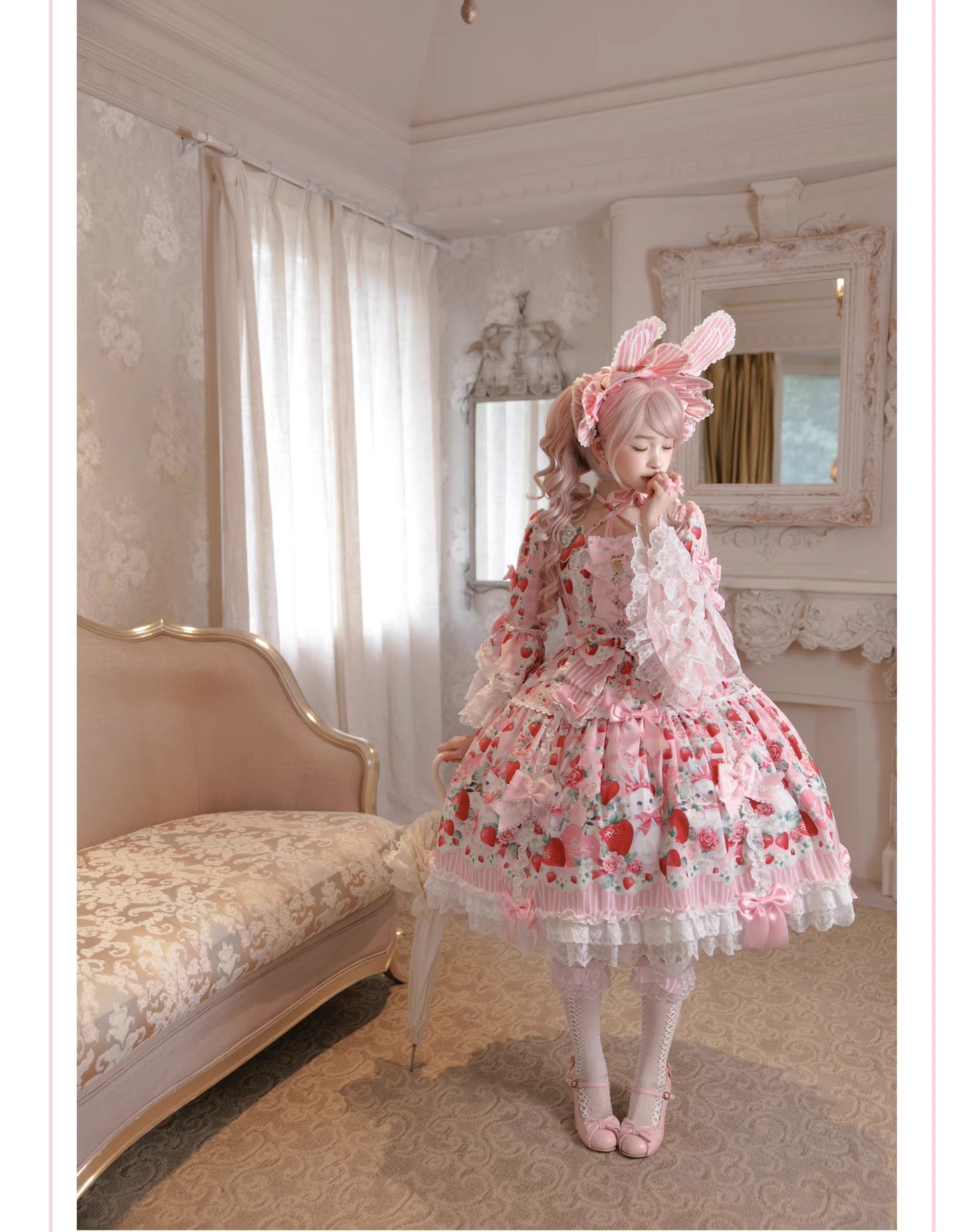 【受注予約~4/29】Strawberry Rabbit 姫袖ワンピース・フルセット【Antique Doll】