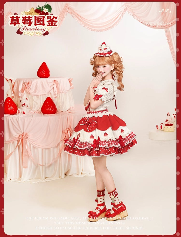 【受注予約~11/18】Strawberry Cake Illustration スカート【花与珍珠匣】