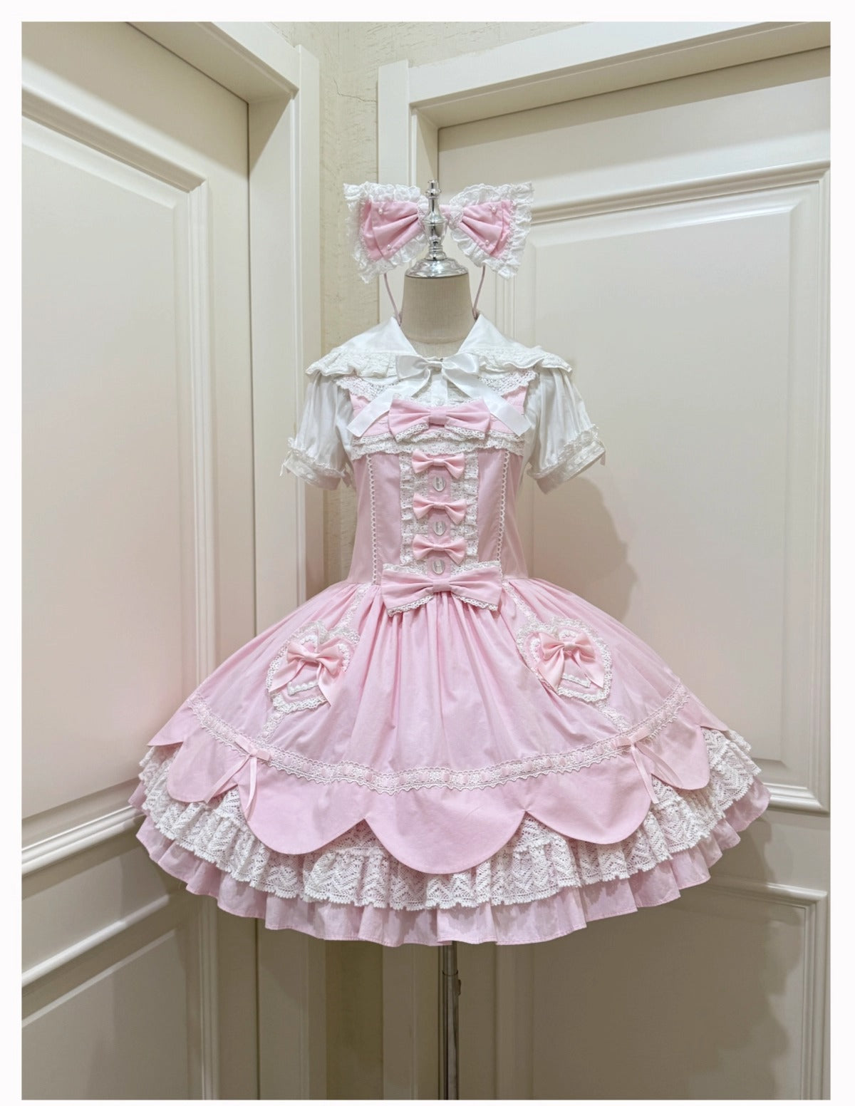 【受注予約~8/11】Cream Petals サロペット【天线猫】