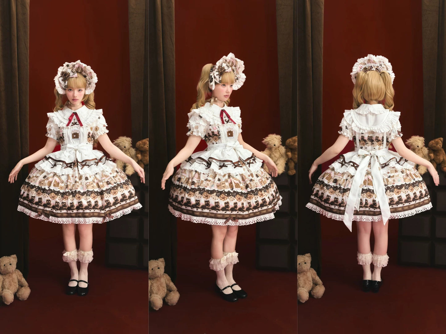 【受注予約~5/18】Bunny Gingerbread House エプロン付きワンピース【babyblue】