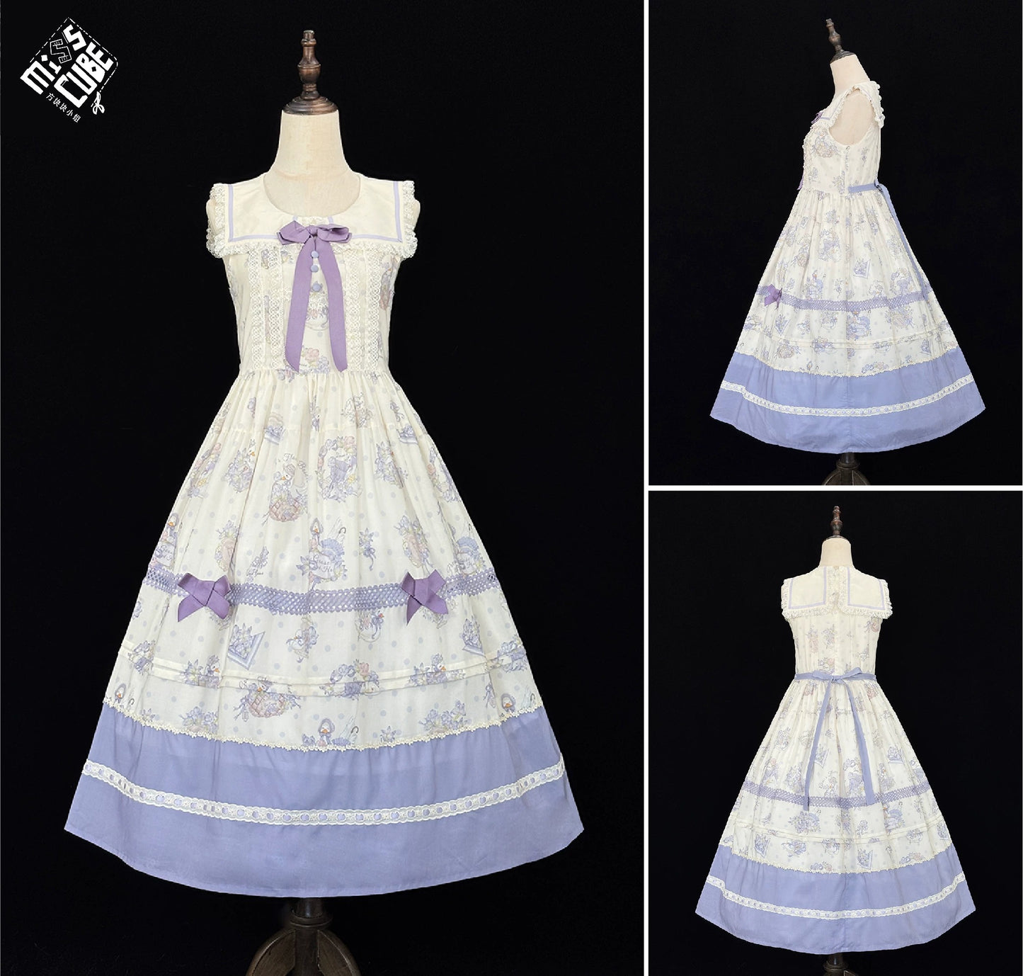 【受注予約~7/23】Little White Goose with Flowers ジャンパースカート【Miss Cube】