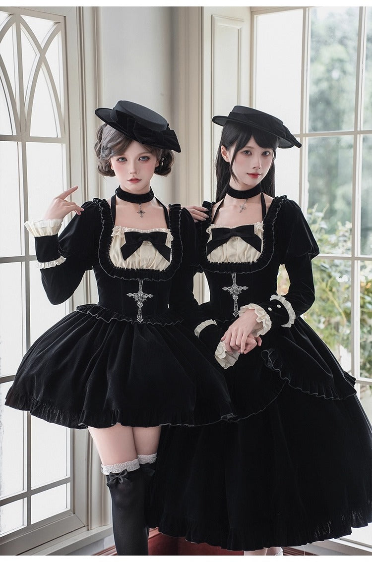 【特別セット】　双子コーデ　ブラック　ドレス　１６cm　ぬい服 双子黙示録 ワンピースセット【With Puji】 – Epetice