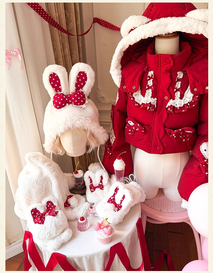 【受注予約~11/12】Winter Rabbit うさ耳ぼうし・手袋・マフラー【花与珍珠匣】