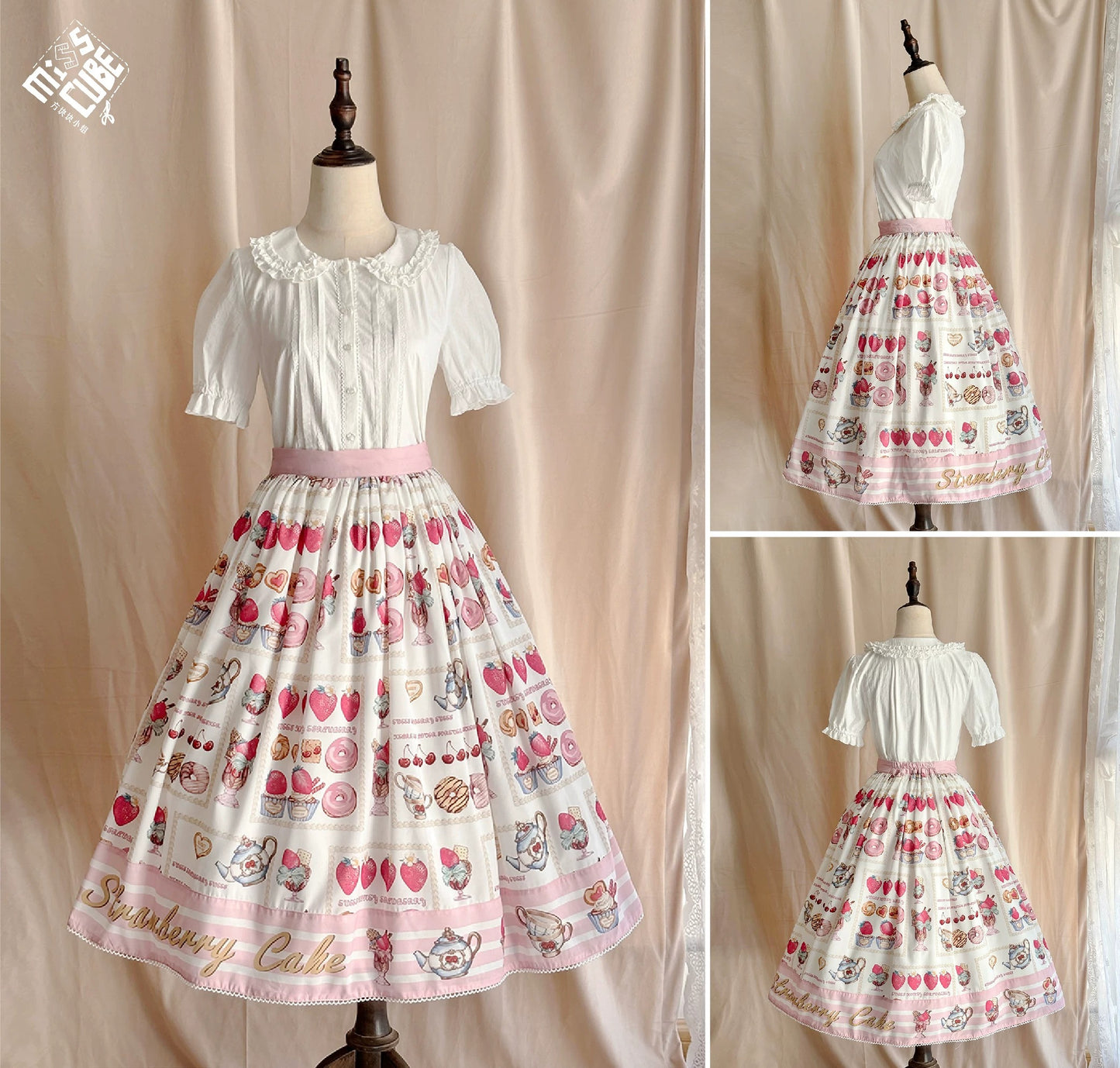 【受注予約~6/24】Strawberry Parfait Tea スカート【Miss Cube】