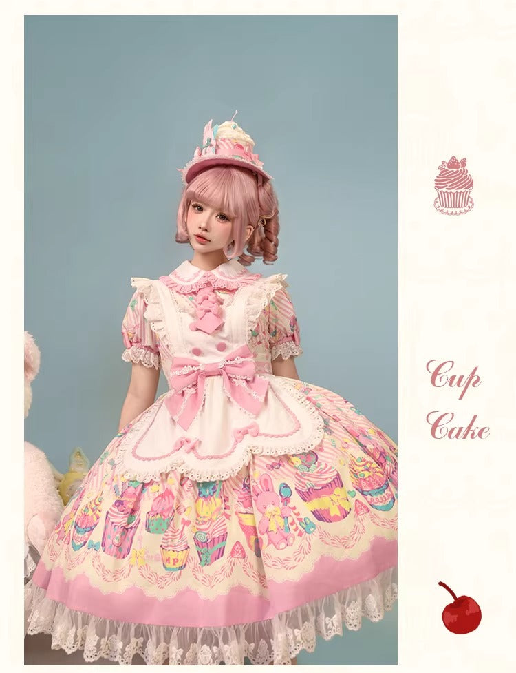 【受注予約~1/26】CupCakes ワンピース(プリントver.)【花与珍珠匣】