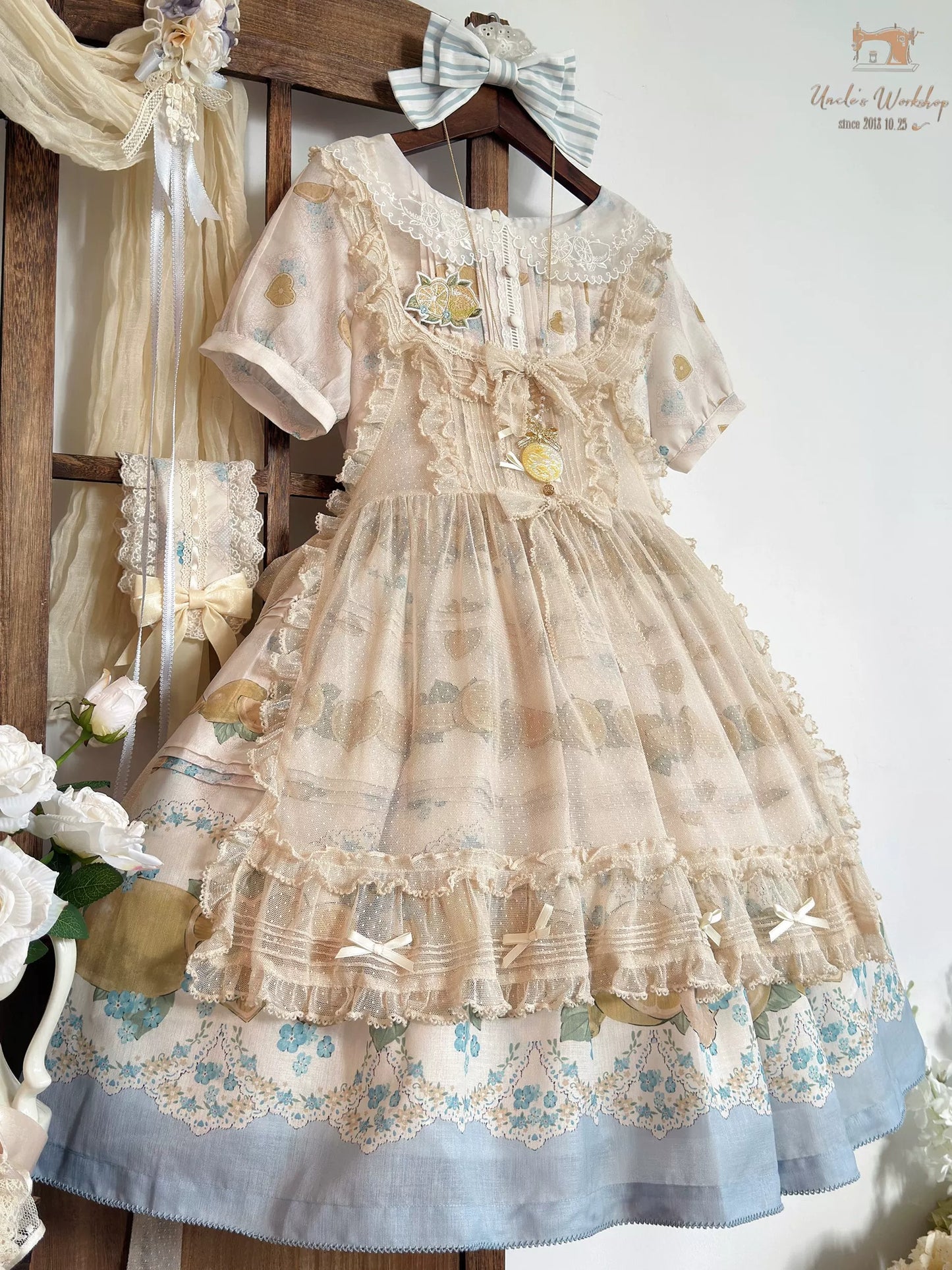【受注予約~5/26】ドッドチュールフリルエプロン【Uncle's Workshop】