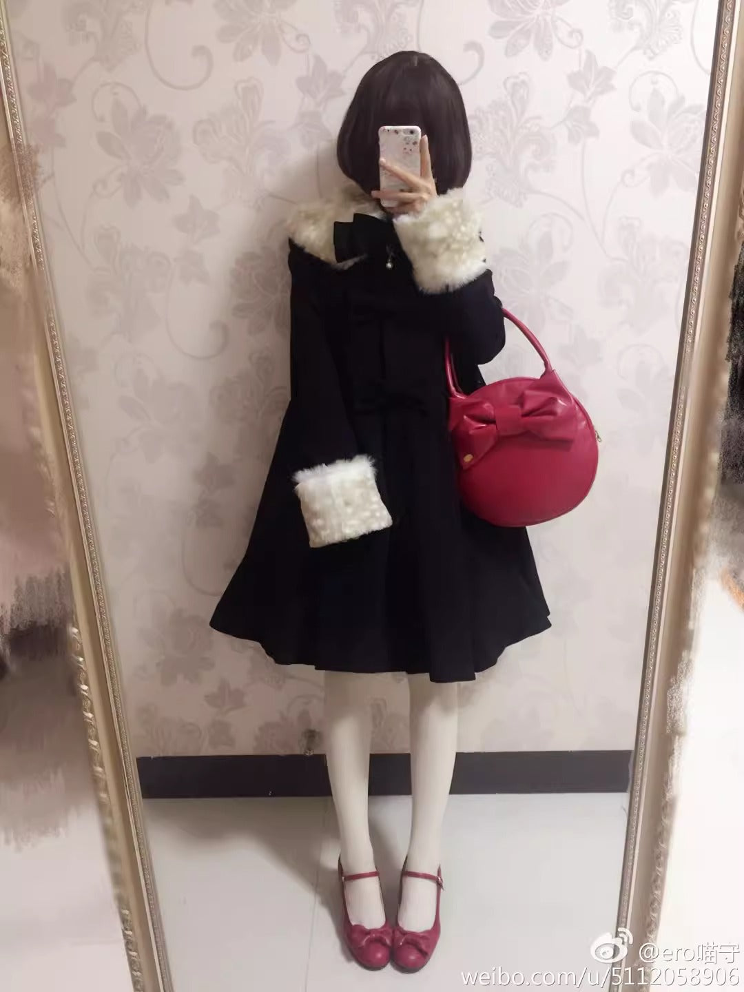 Aラインファーつきコート(裏地ダウンver.)【Unideer】