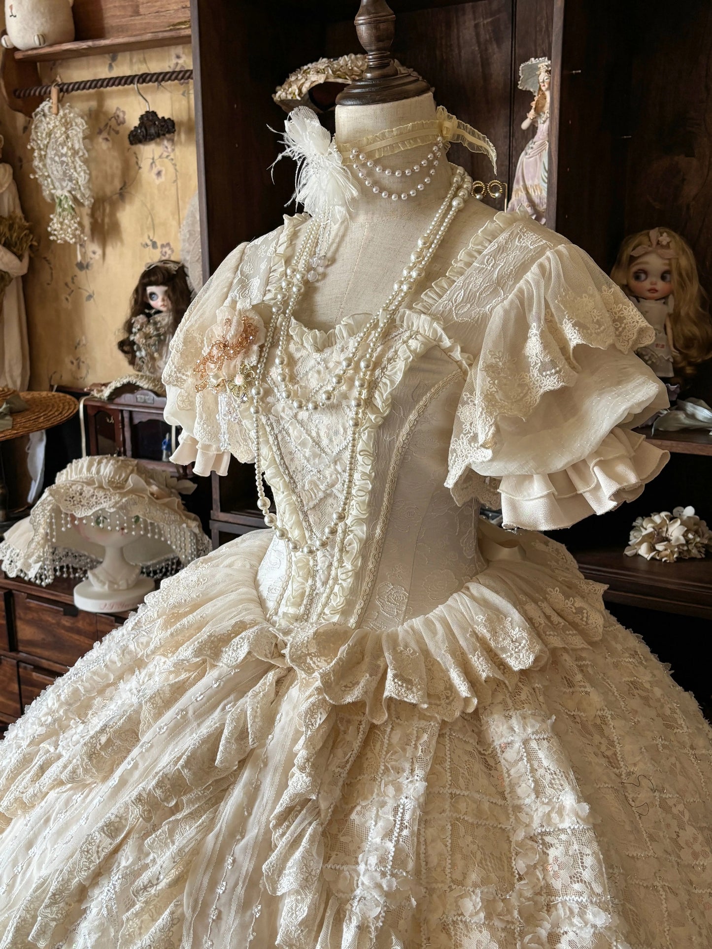 【受注予約~4/16】Lace Waltz × Apricot Waltz ワンピース・姫袖・フルセット【sedef】