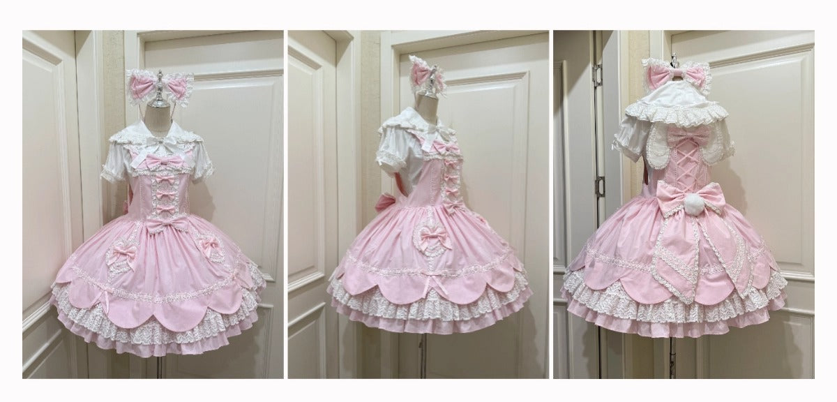 【受注予約~8/11】Cream Petals サロペット【天线猫】