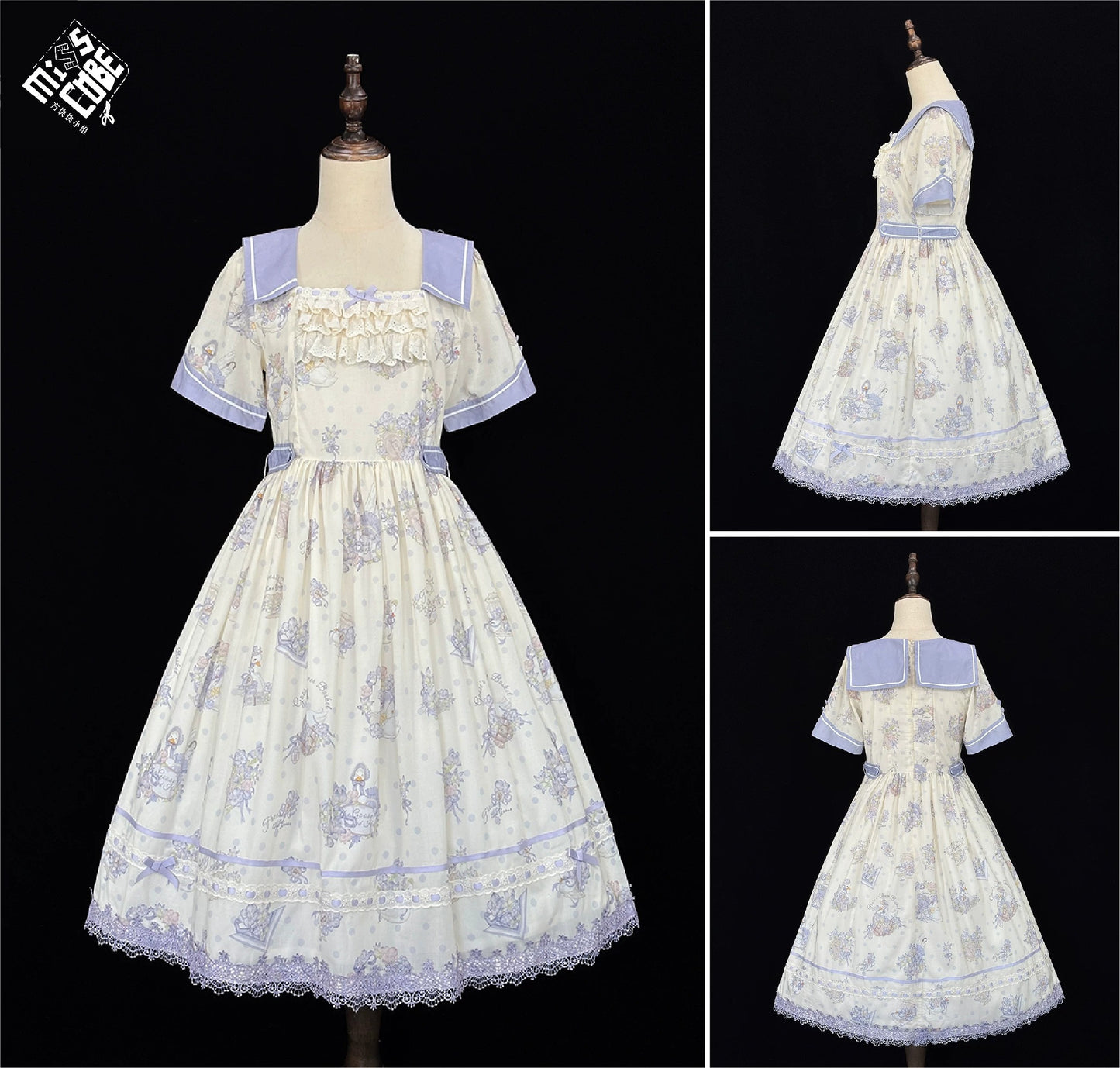 【受注予約~7/23】Little White Goose with Flowers ワンピース(タイプ1)【Miss Cube】