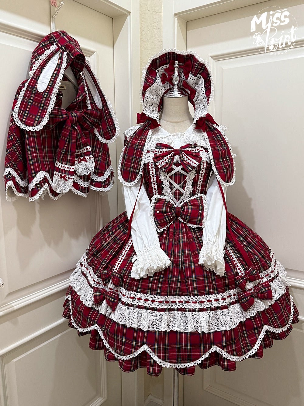 【受注予約~10/16】Ancient Petal Cake ワンピース・ジャンパースカート(チェックver.）【Miss Point】