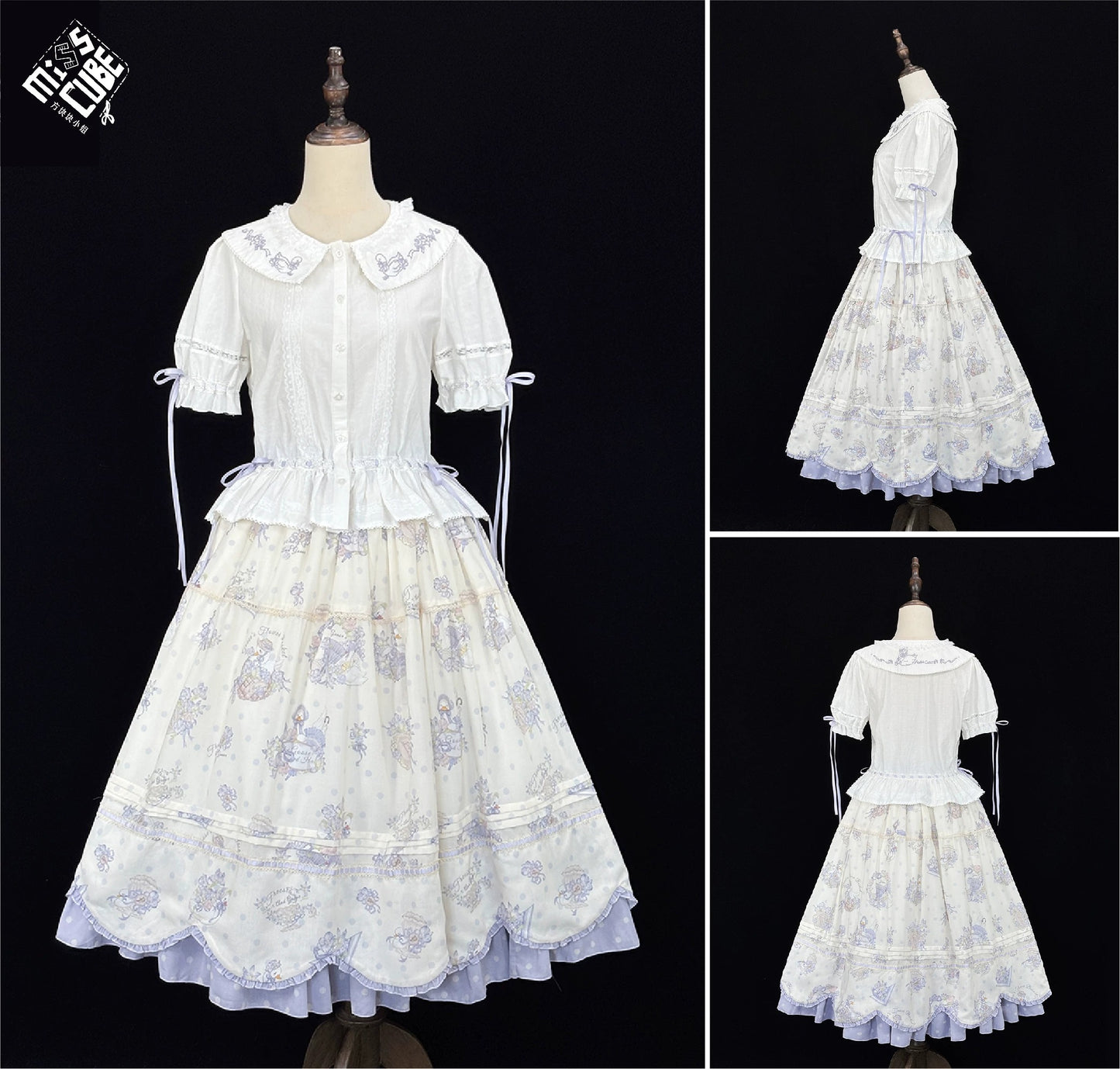【受注予約~7/23】Little White Goose with Flowers ブラウス・スカート【Miss Cube】