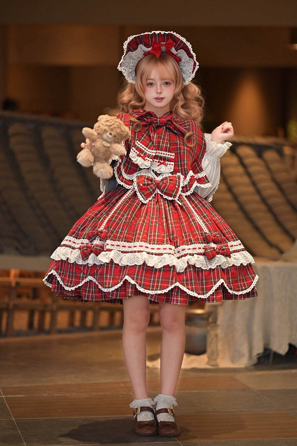 【受注予約~10/16】Ancient Petal Cake ケープ・アクセサリー(チェックver.）【Miss Point】