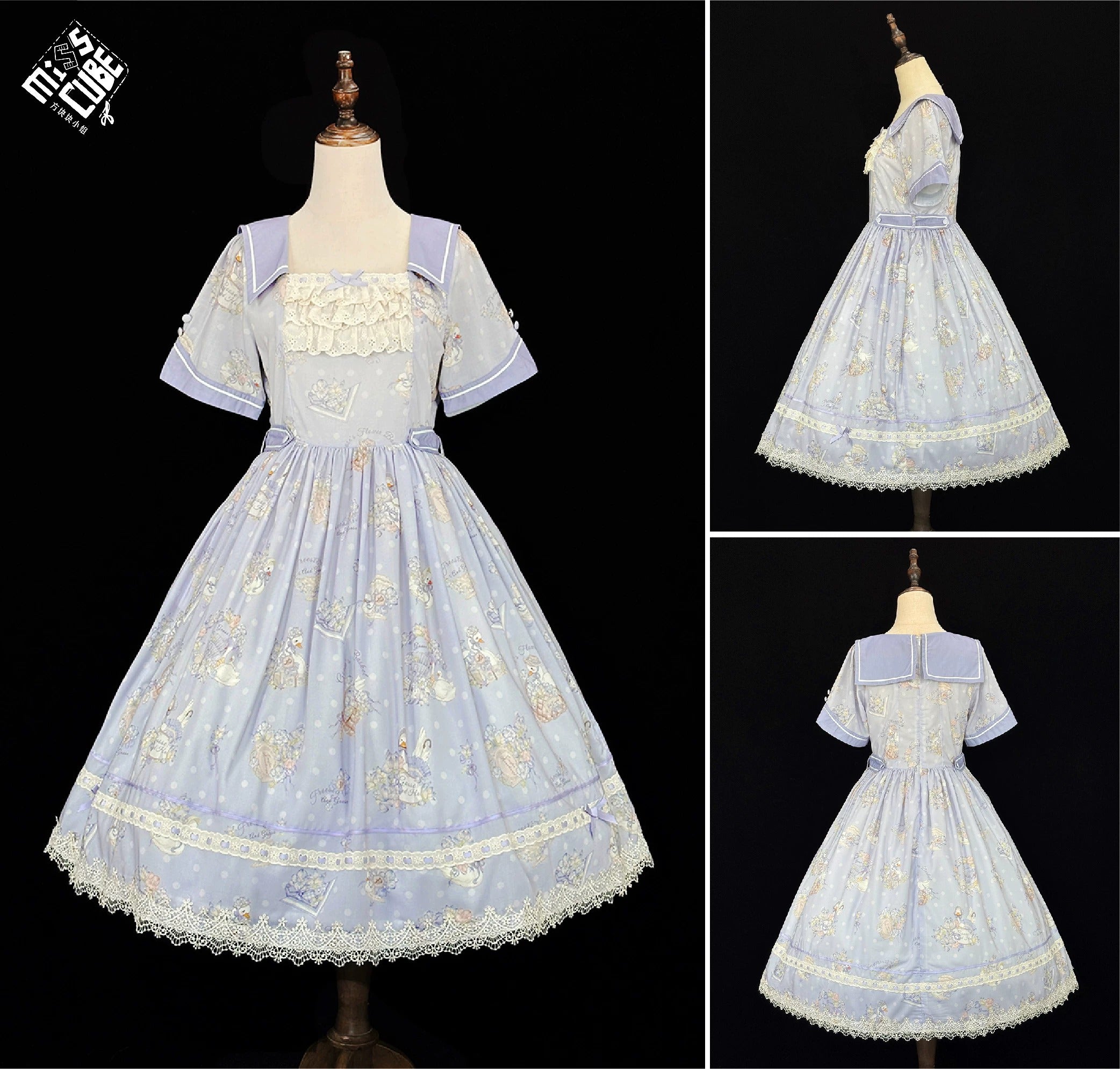 Little White Goose with Flowers ワンピース(タイプ1)【Miss Cube