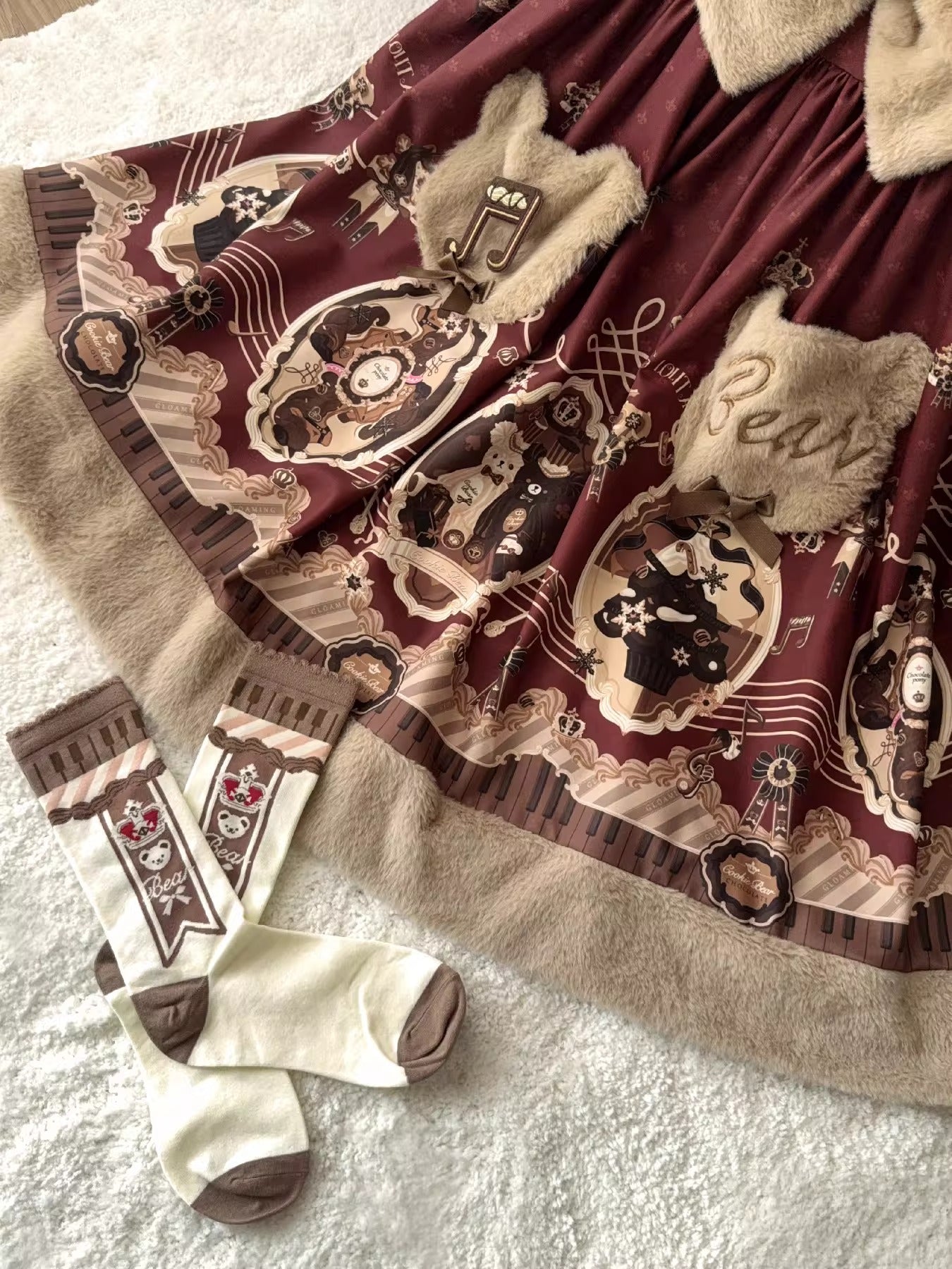 【受注予約~1/5】Cream Bear ジャンパースカート【Gloaming】