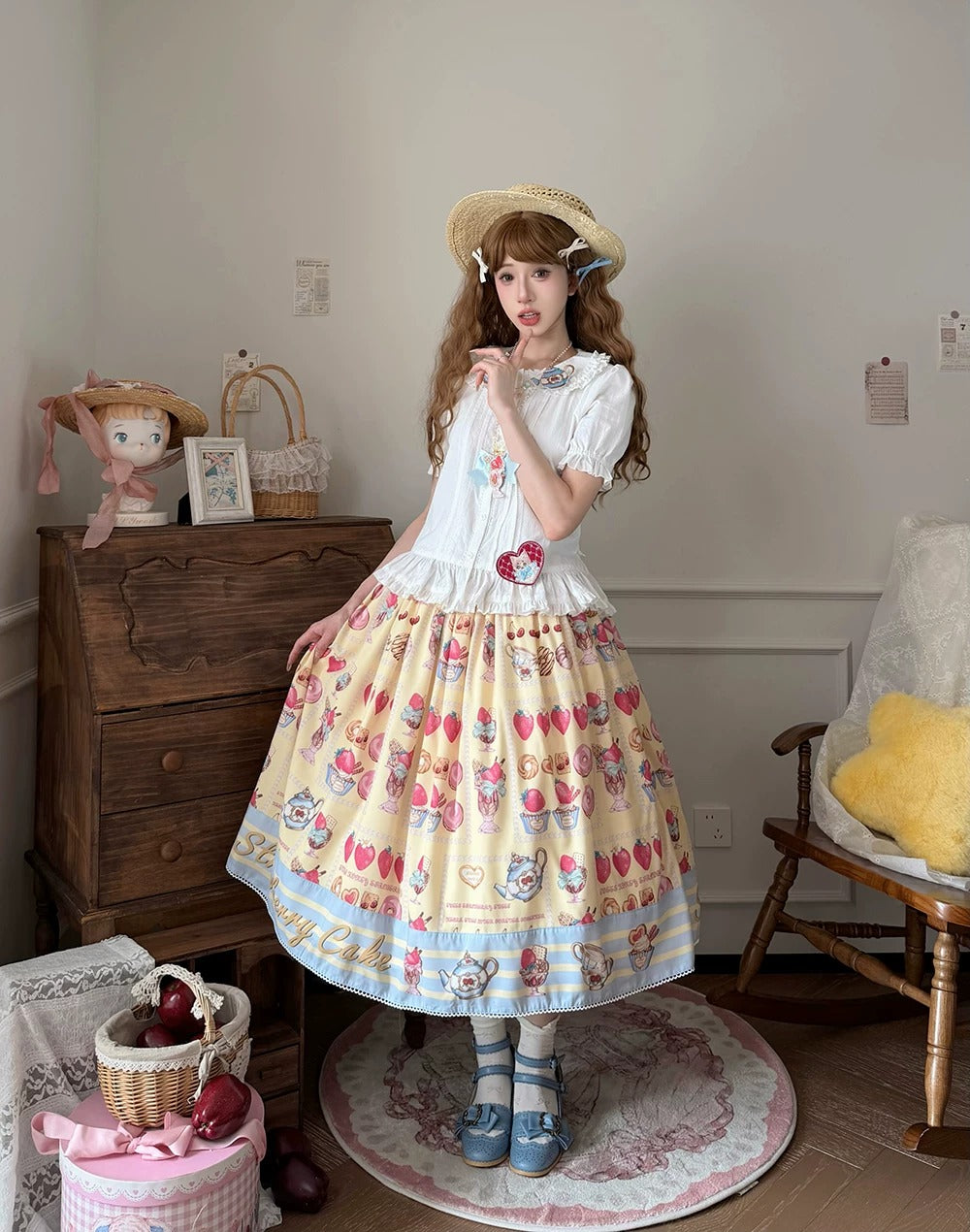 【受注予約~6/24】Strawberry Parfait Tea ブラウス【Miss Cube】