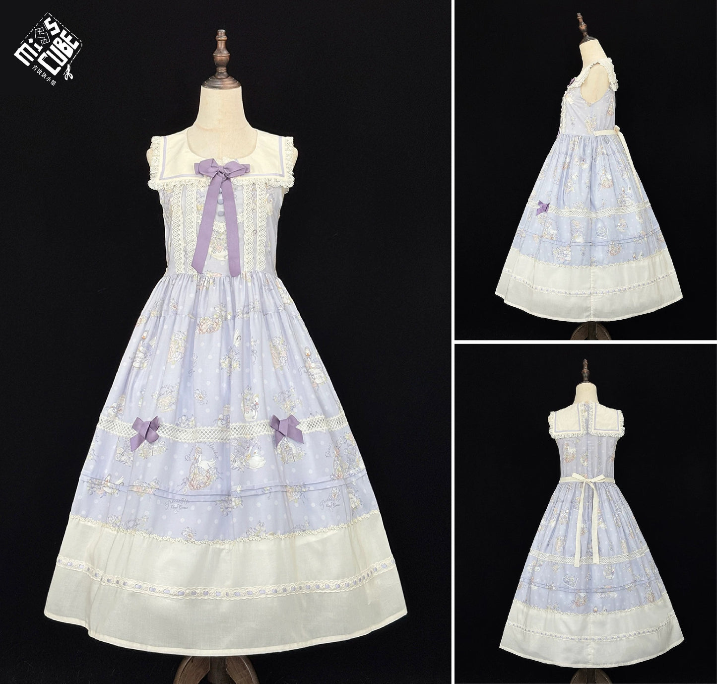 【受注予約~7/23】Little White Goose with Flowers ジャンパースカート【Miss Cube】