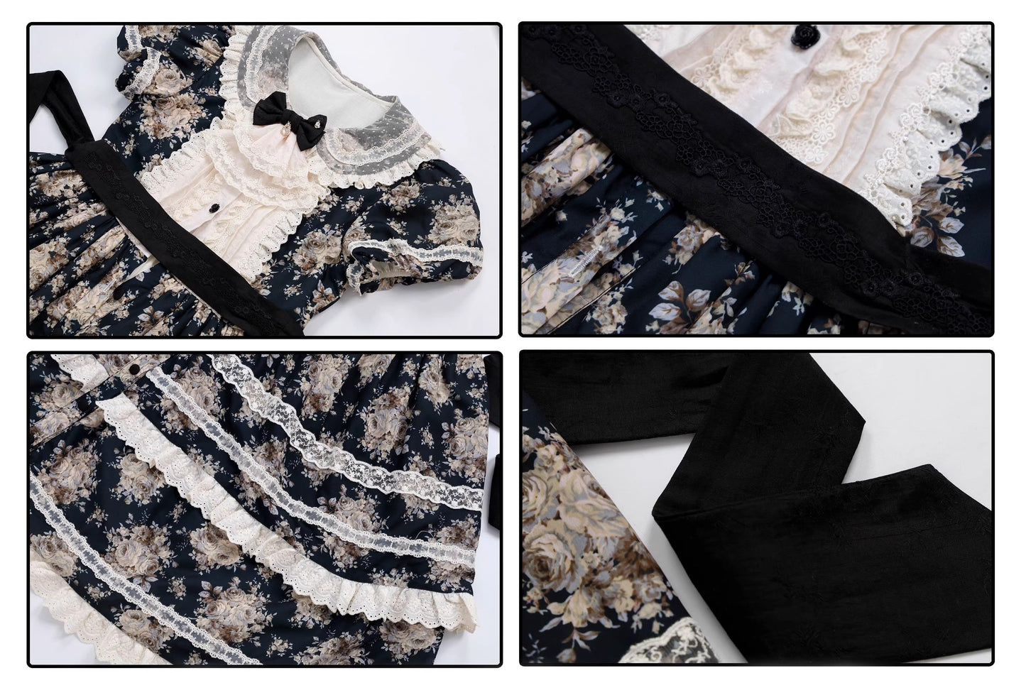 【受注予約~2/15】Black Rose ワンピース(タイプ1)【LittlePlum】