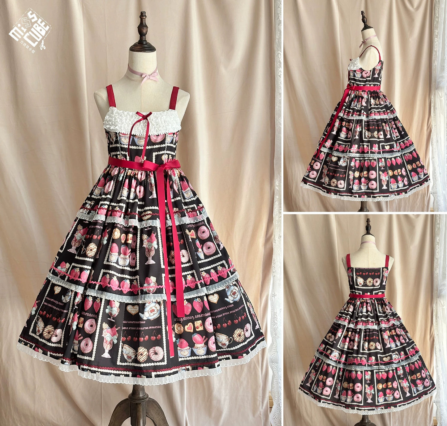 【受注予約~6/24】Strawberry Parfait Tea ジャンパースカート【Miss Cube】