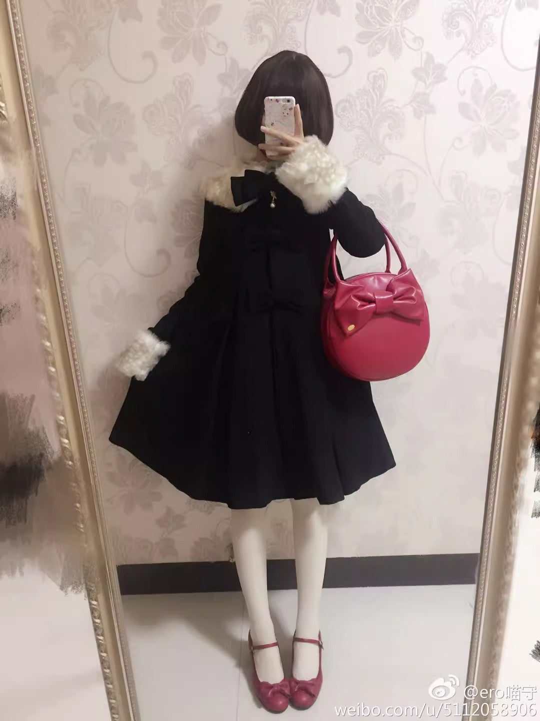 Aラインファーつきコート(裏地ダウンver.)【Unideer】