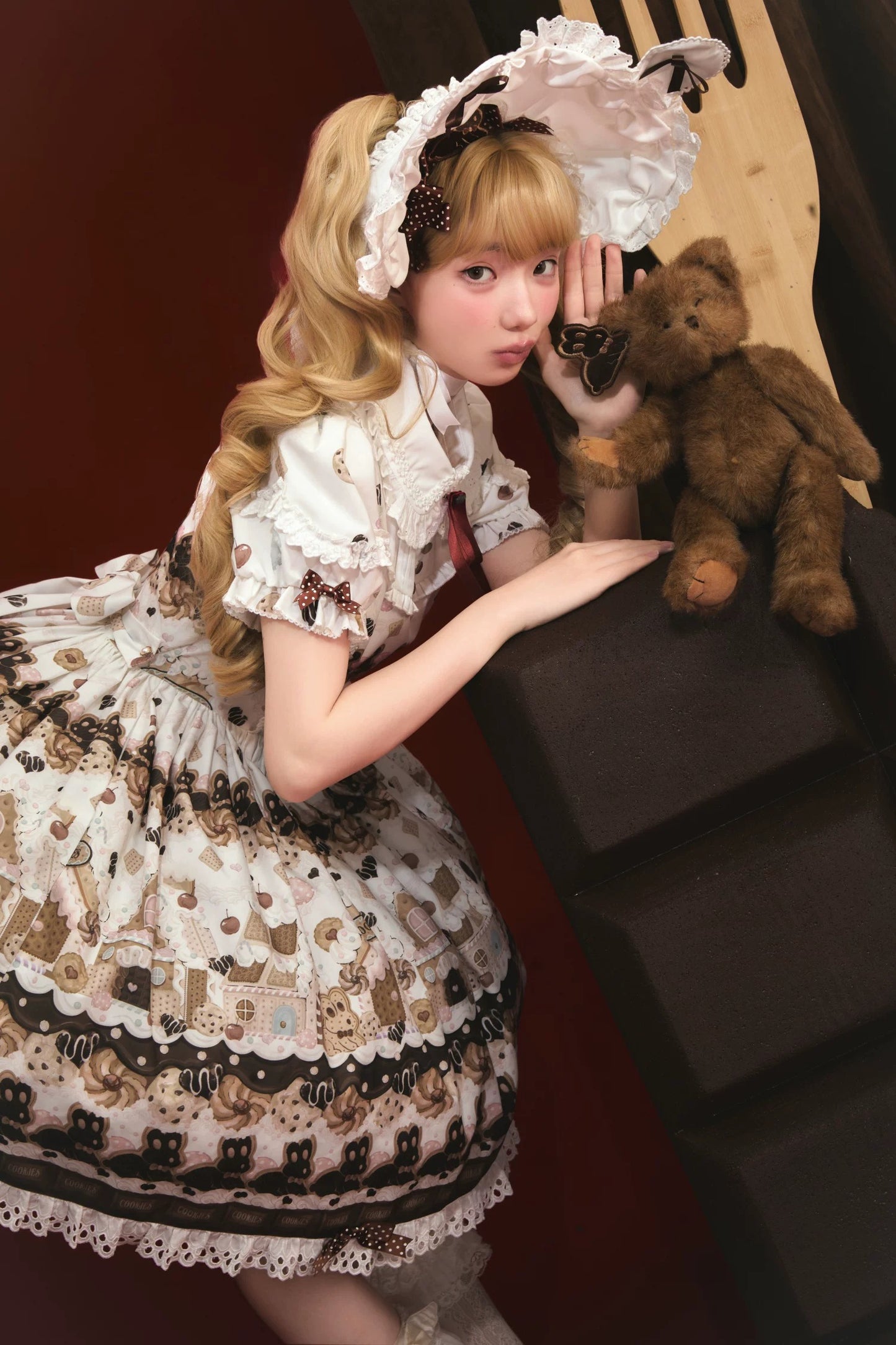 【受注予約~5/18】Bunny Gingerbread House エプロン付きワンピース【babyblue】